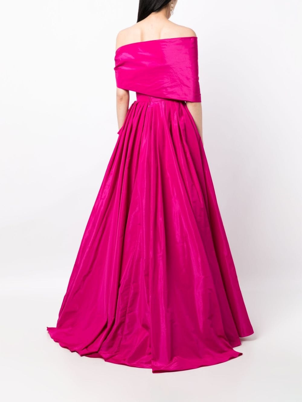asymmetric off-shoulder silk gown - 4