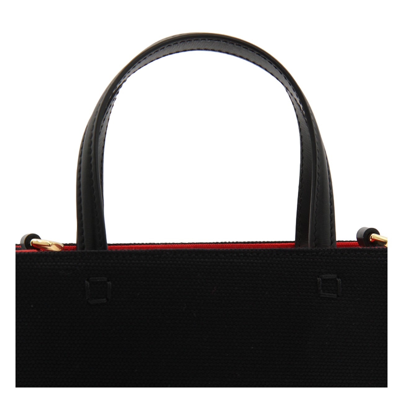 black, red and white canvas handle bag - 4