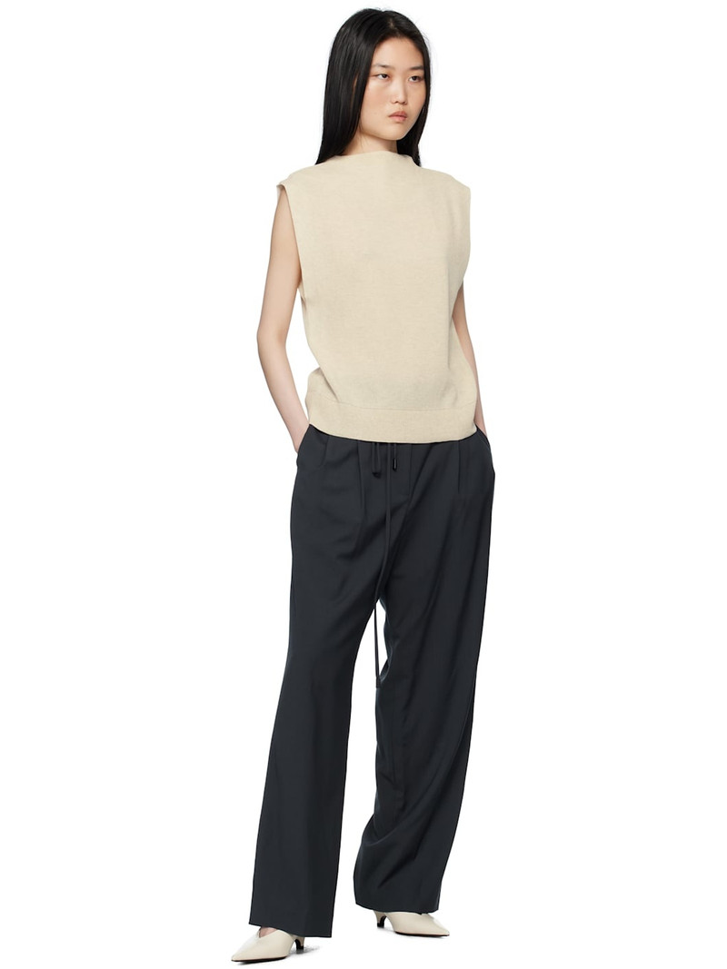 LE17SEPTEMBRE Beige Ribbed Mock Neck Knit Sweater outlook