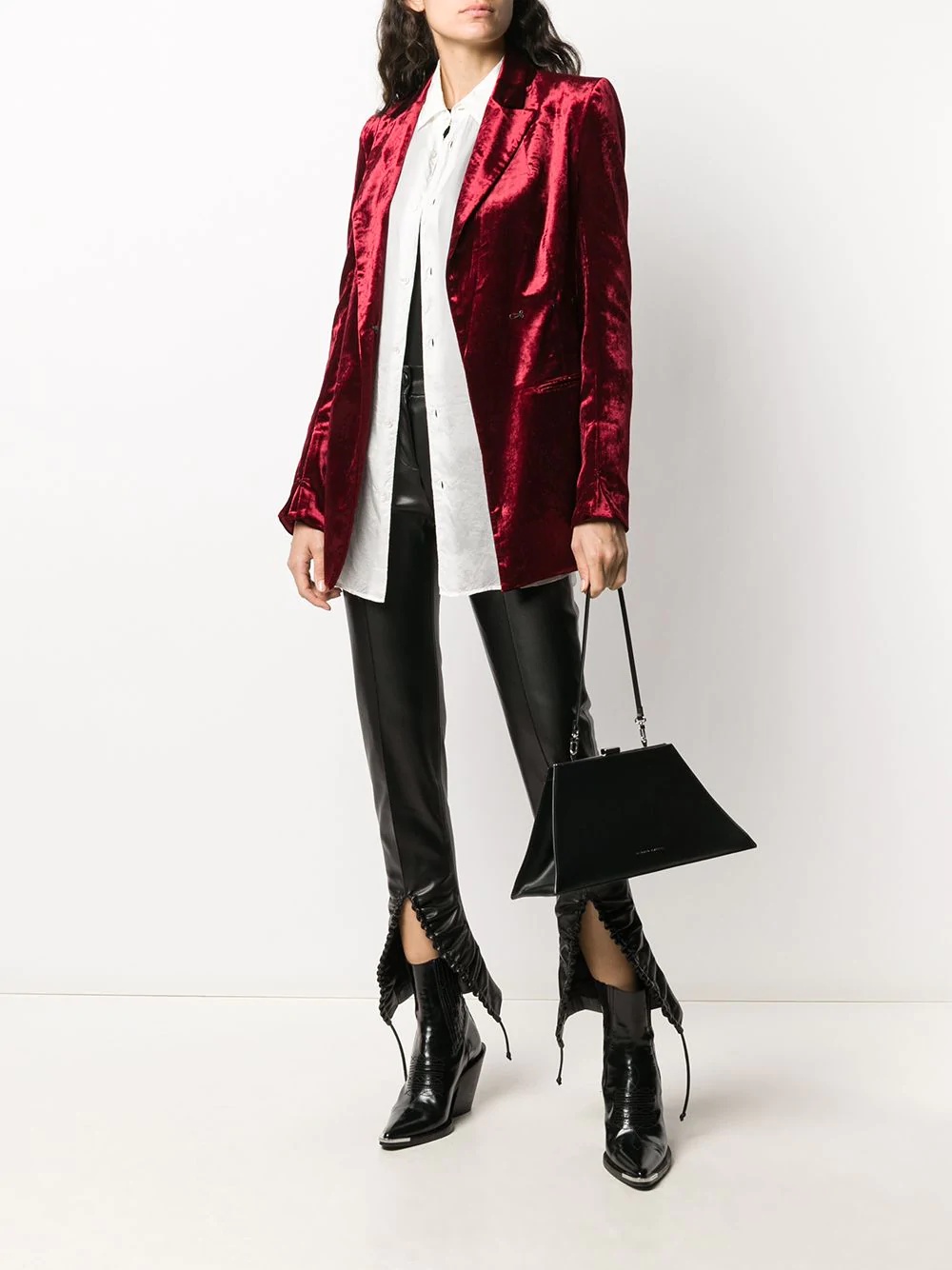 velvet longline blazer  - 2