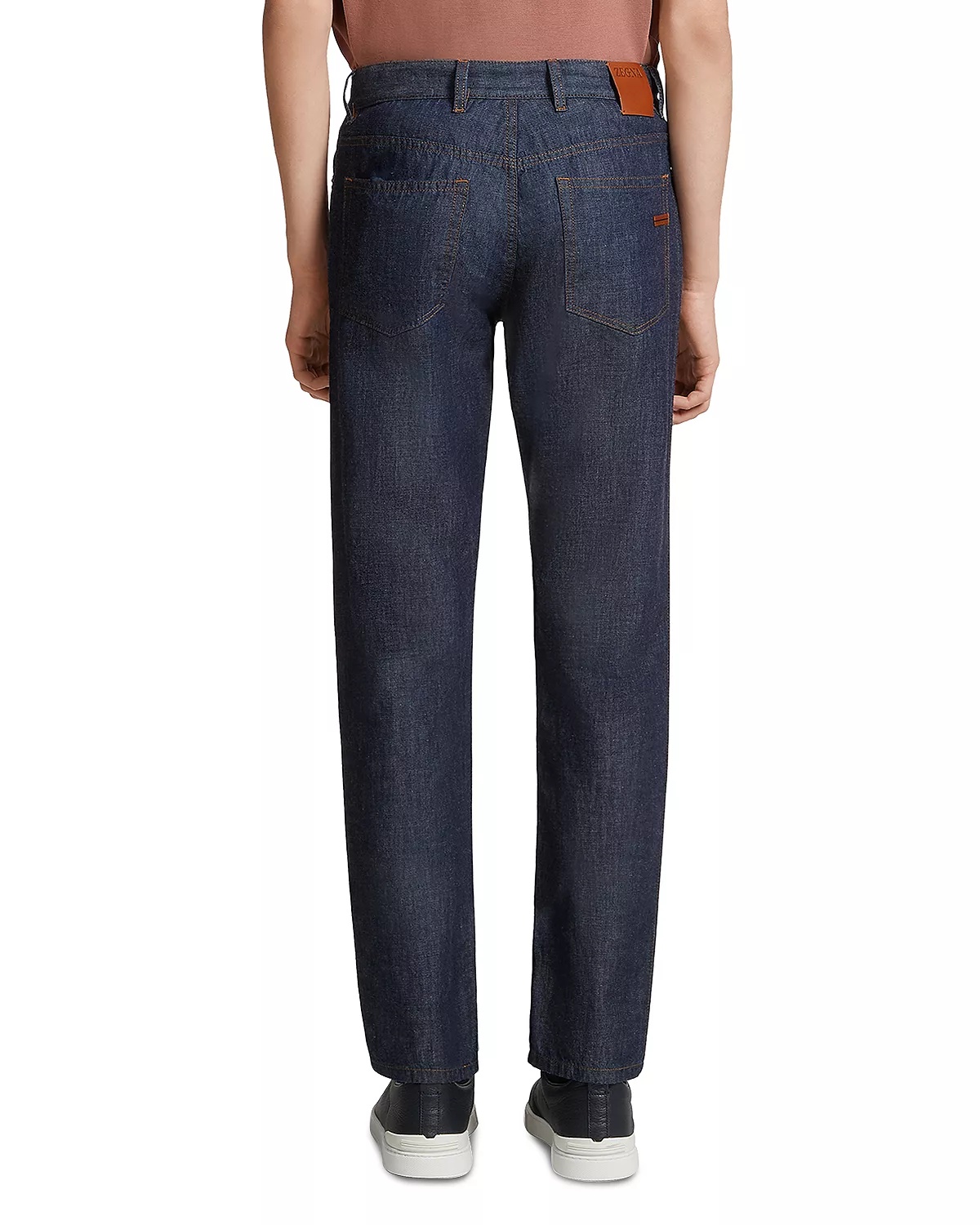 Slim Fit Cotton & Linen Jeans in Dark Blue - 2