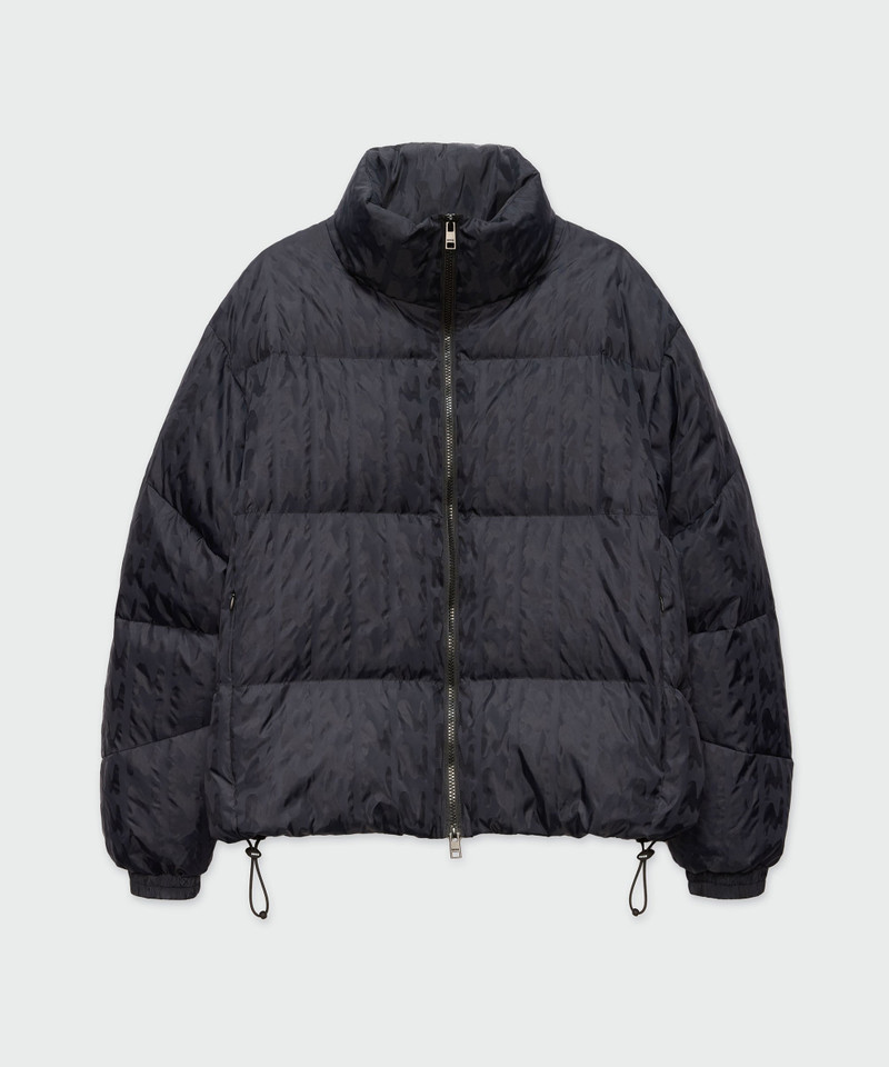 "TheMwave" black jacquard nylon down jacket 1
