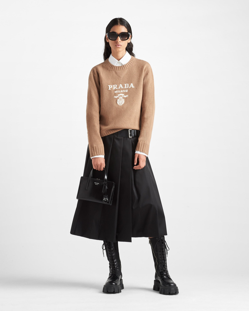 Prada Cashmere and wool Prada logo crew-neck sweater outlook