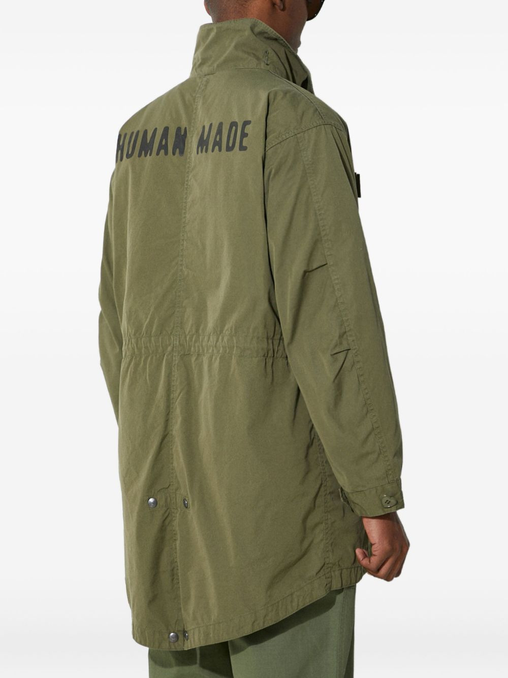 logo-patch drawstring parka - 2