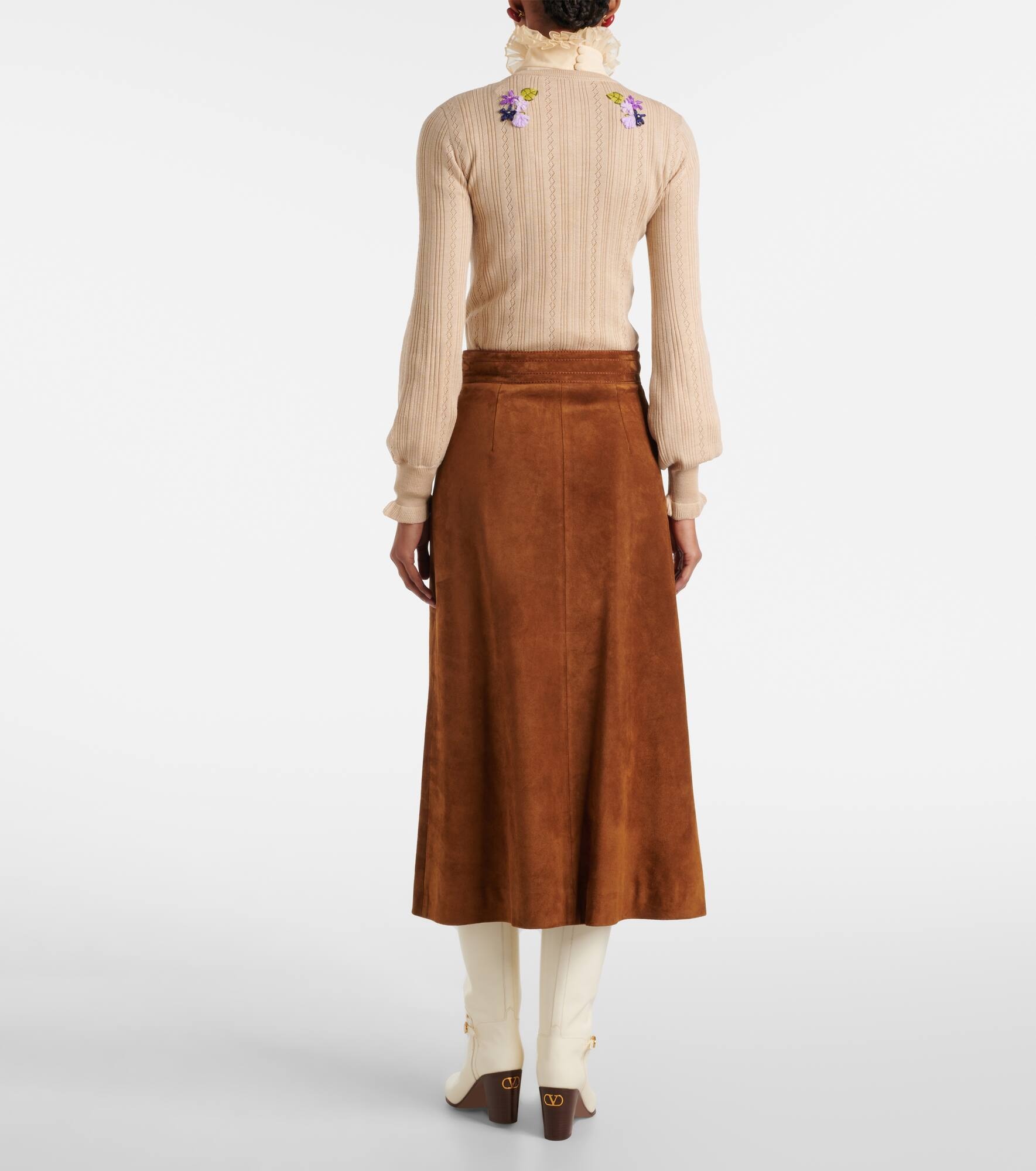 Embroidered virgin wool cardigan - 3