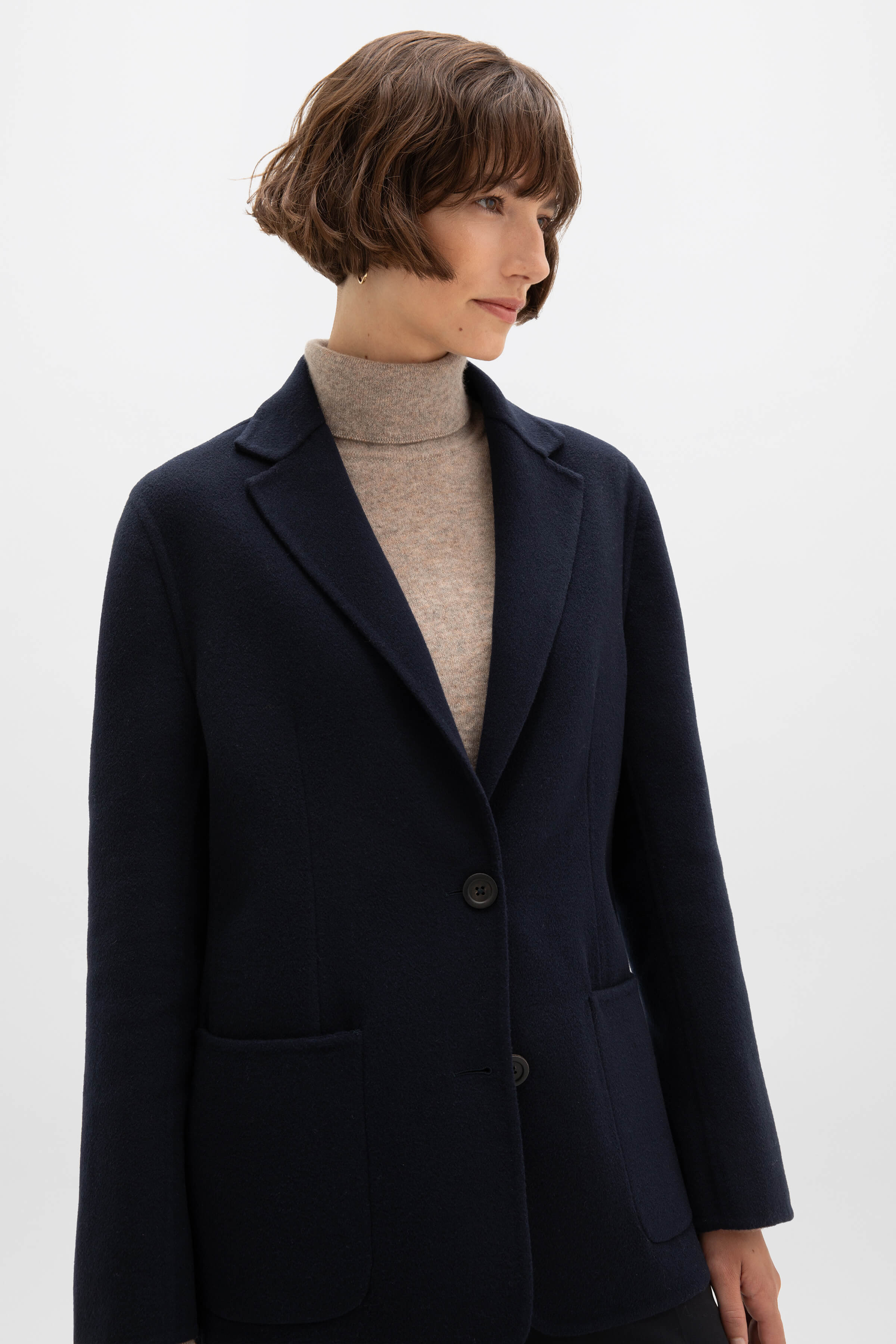 Classic Navy Cashmere Blazer - 5