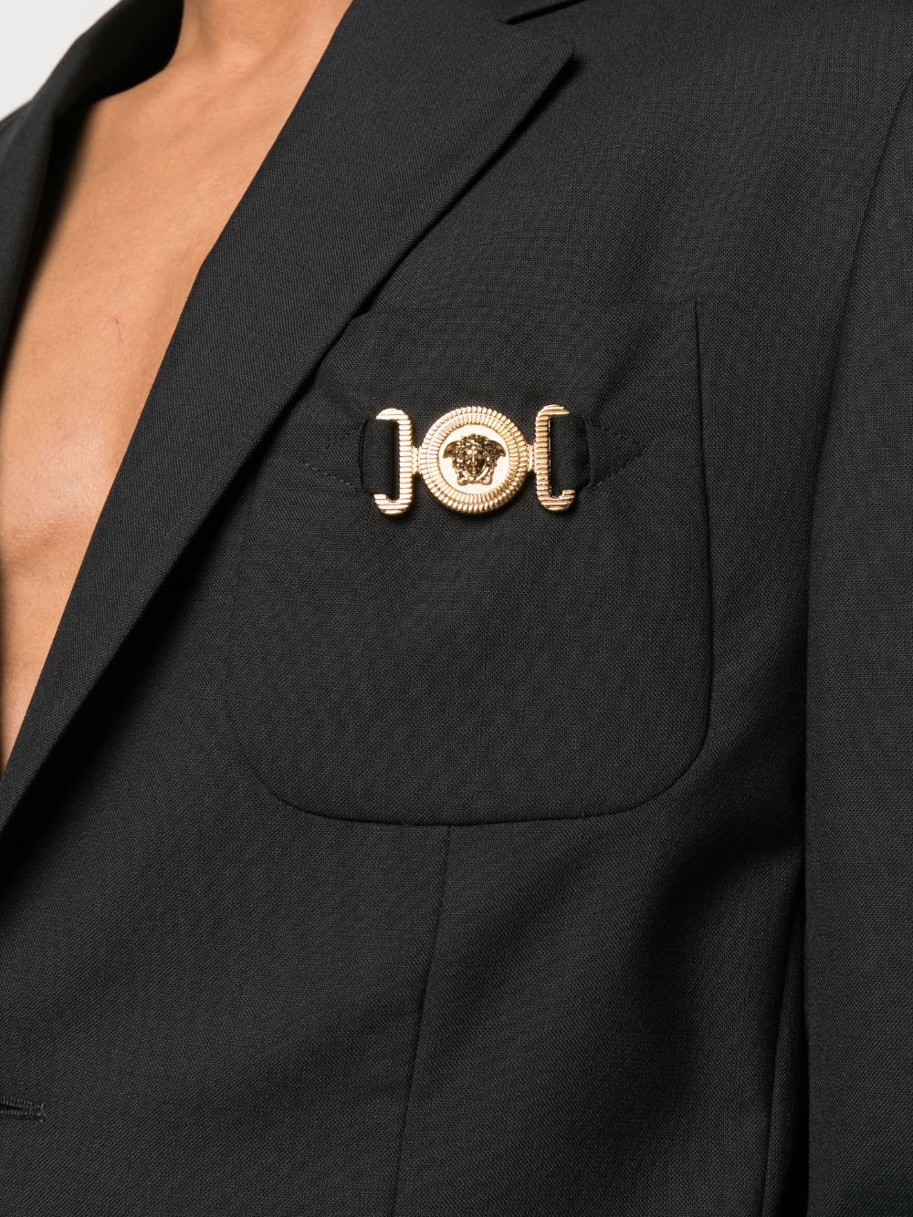 logo-plaque single-breasted blazer - 5