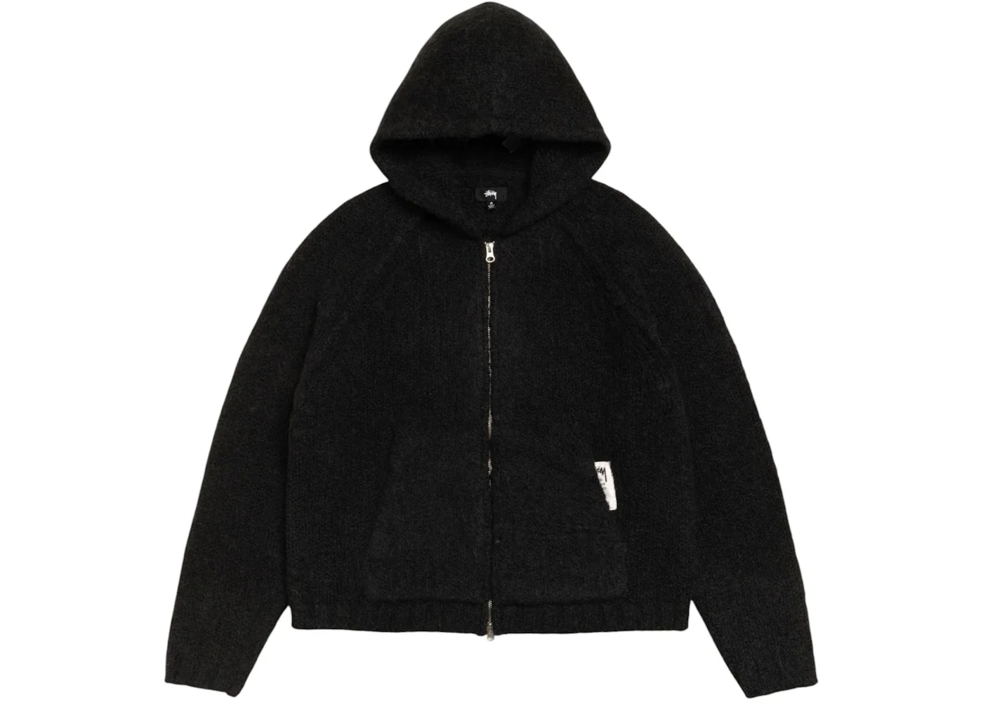 Stussy Chunky Knit Zip Hoodie Black - 1