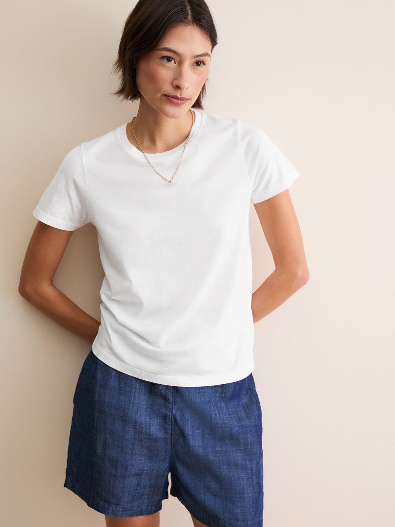 Derek Rose Women's Crew Neck T-Shirt Cotton White outlook
