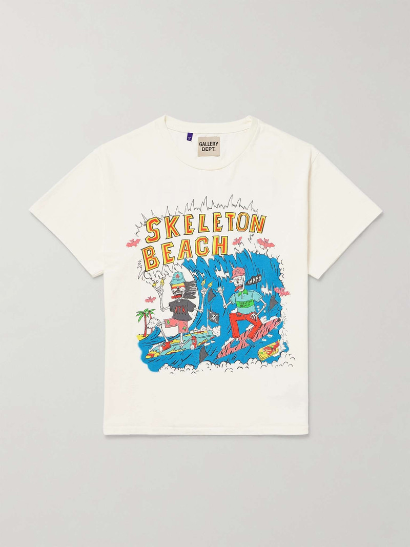 Skeleton Beach Surf Glittered Printed Cotton-Jersey T-Shirt - 1