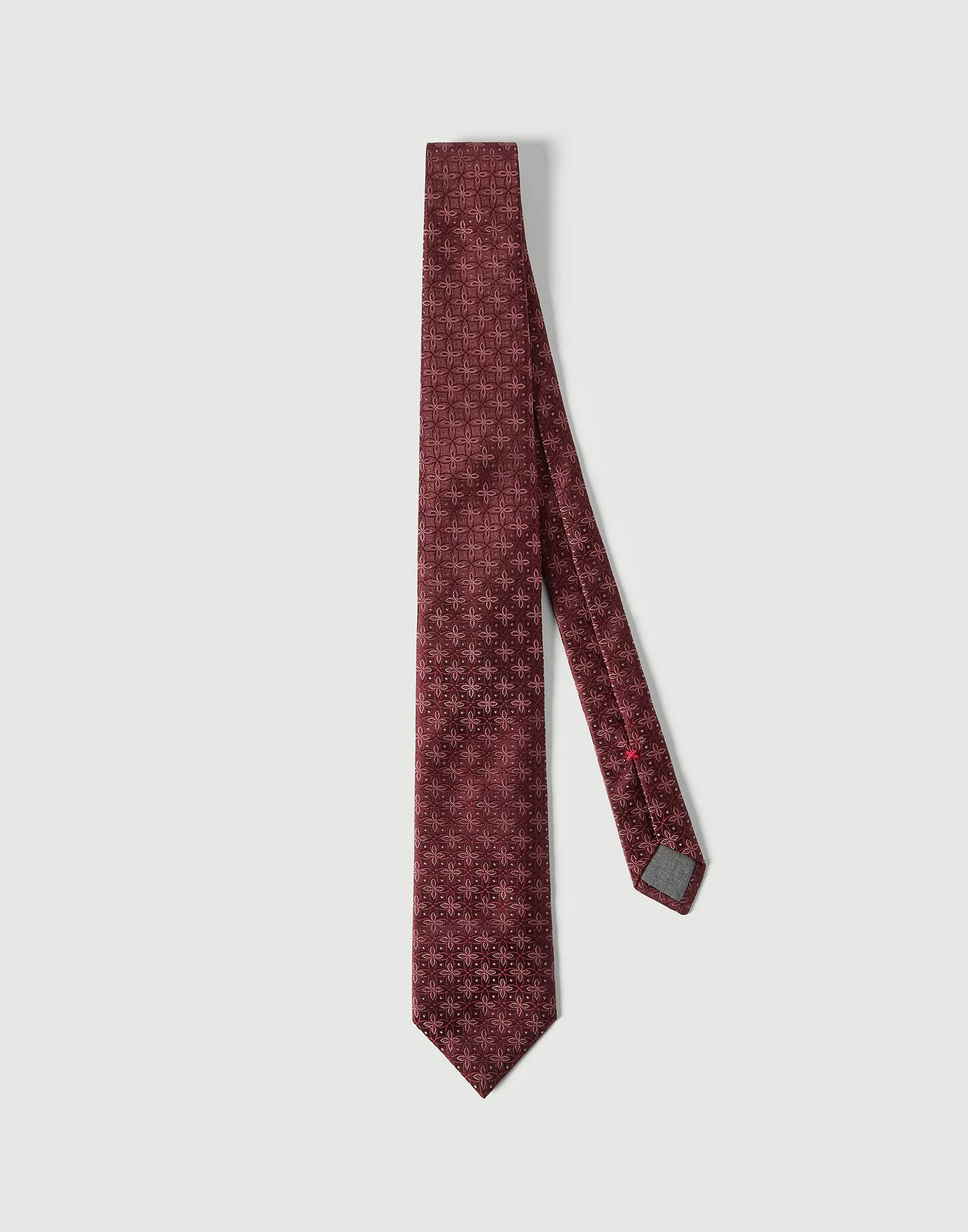 Silk tie with geometric floral pattern - 1