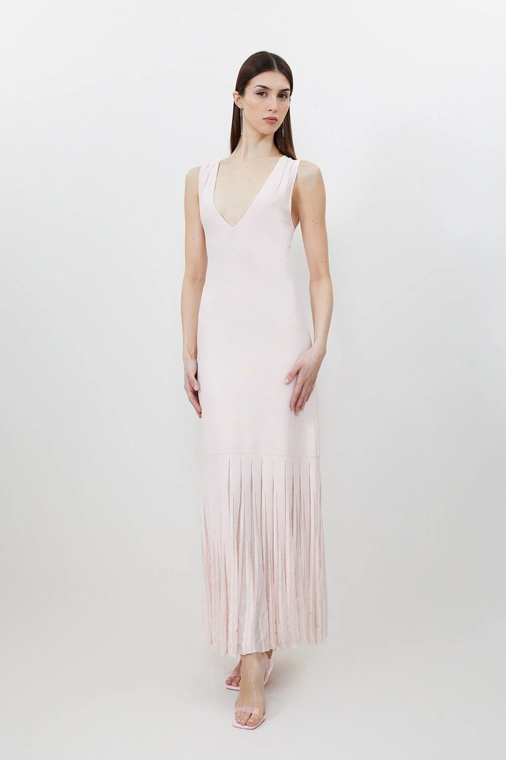 Viscose Blend Sheer Skirt Maxi Knit Dress - 1