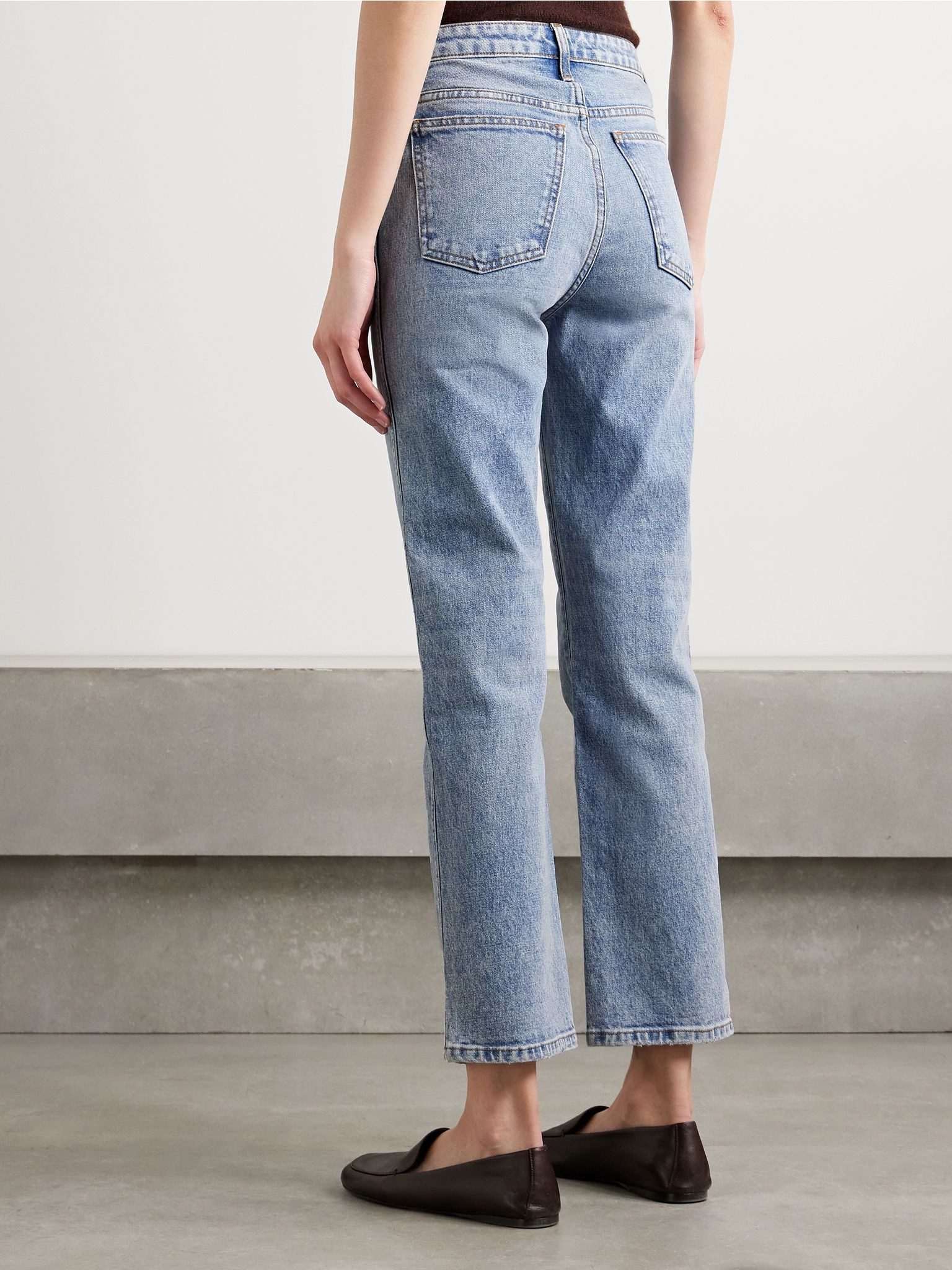 Abigail Stretch cropped high-rise straight-leg jeans Light denim - 4