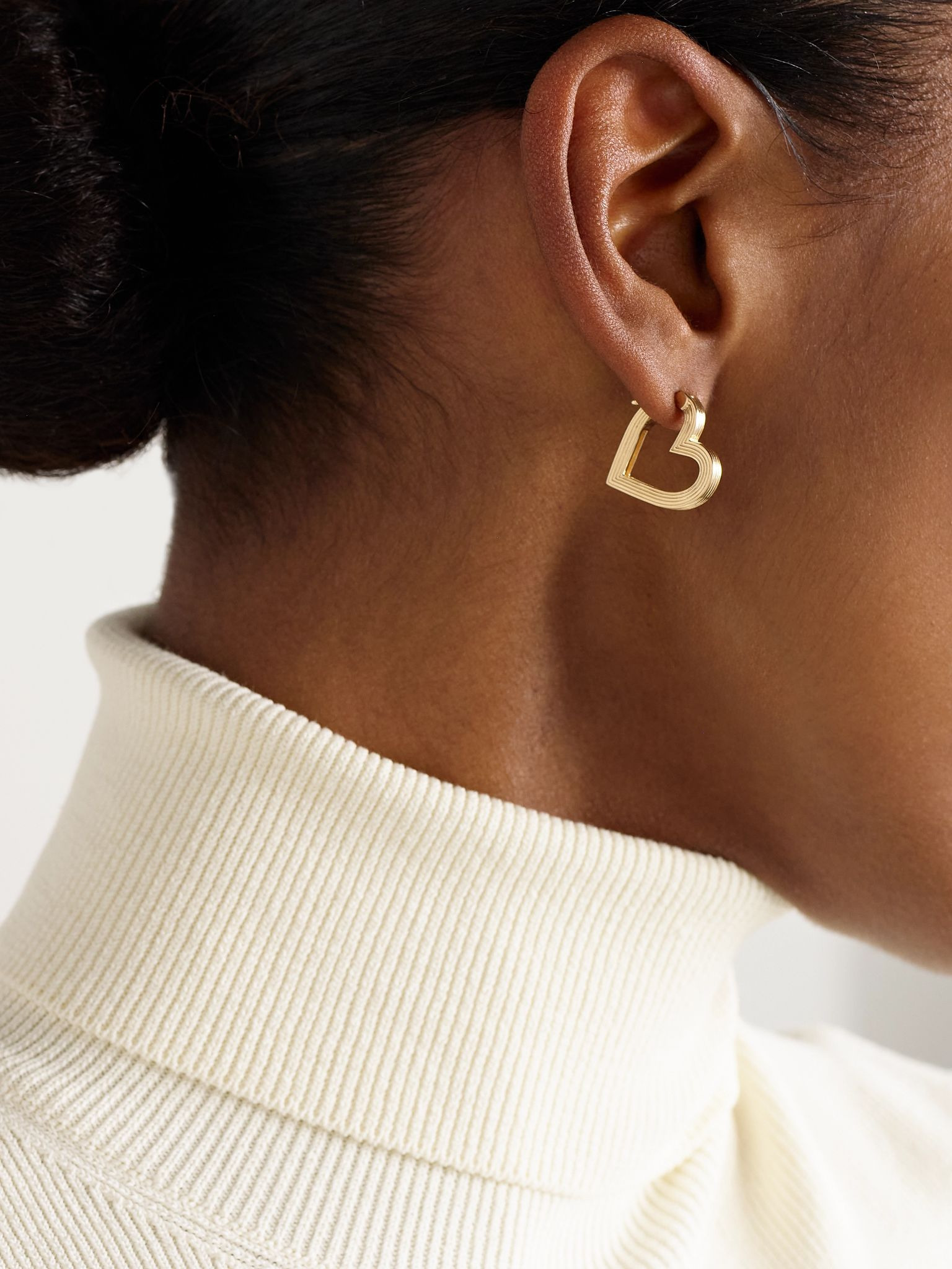 Fluted Heart 14-karat gold hoop earrings Gold - 2