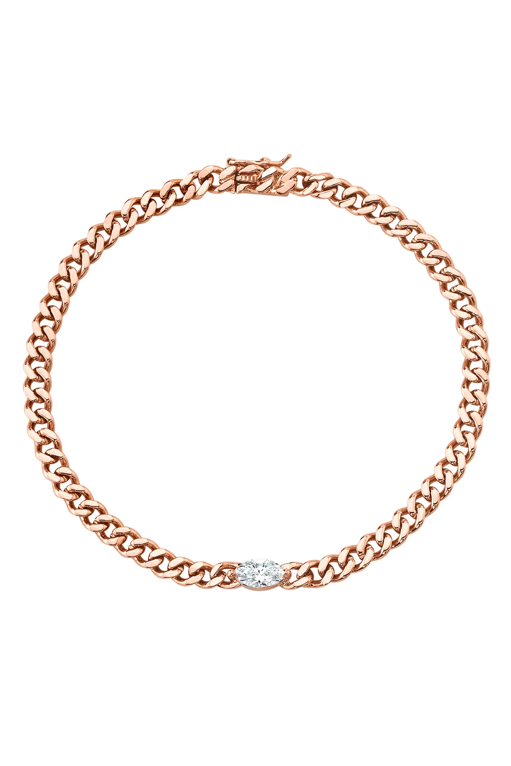 Diamond Marquise Center Small Cuban Chain Link Bracelet - 1