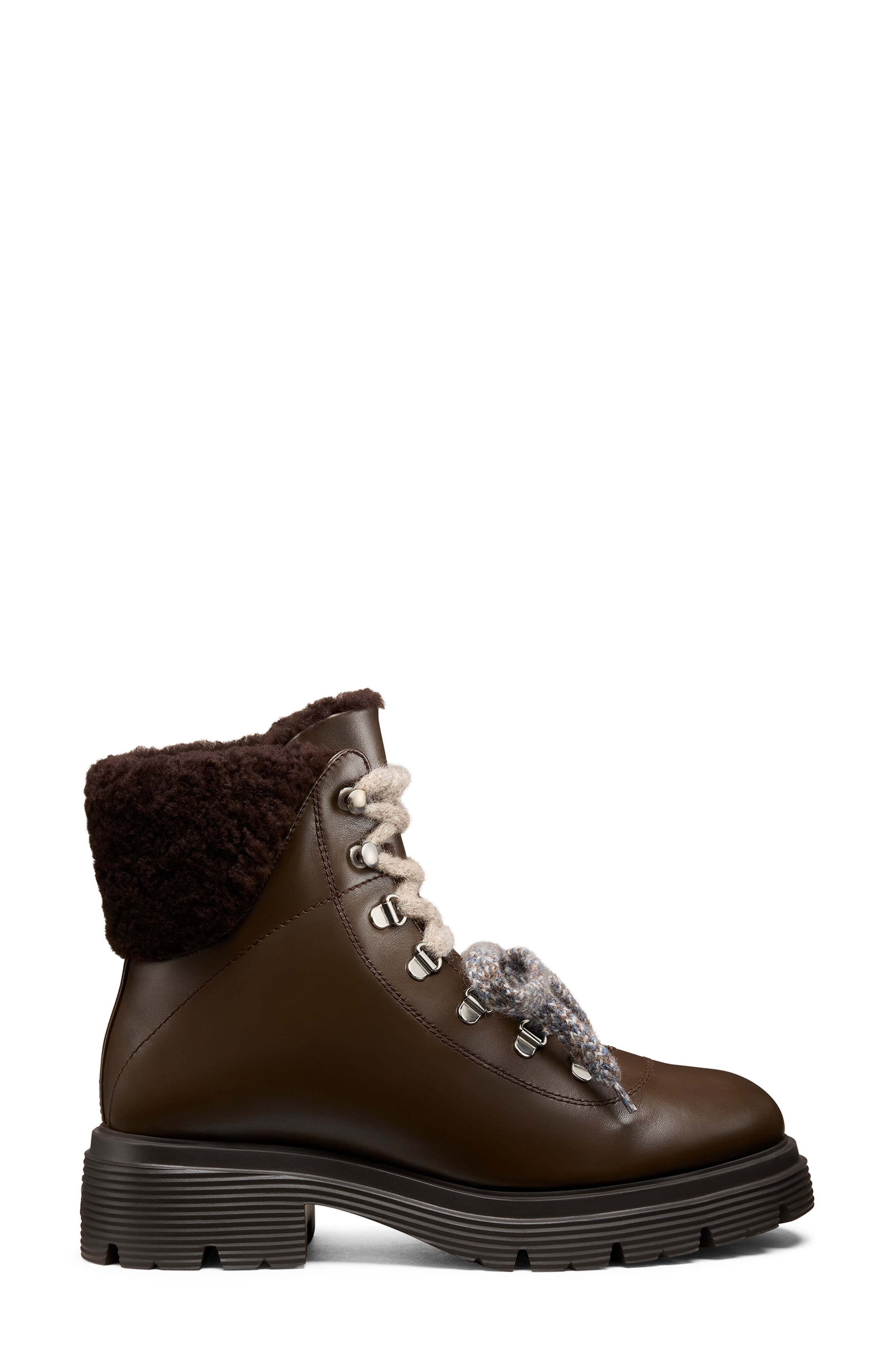 Stuart Weitzman Hudson Lite Genuine Shearling Lined Lace-Up Bootie in Walnut at Nordstrom - 3