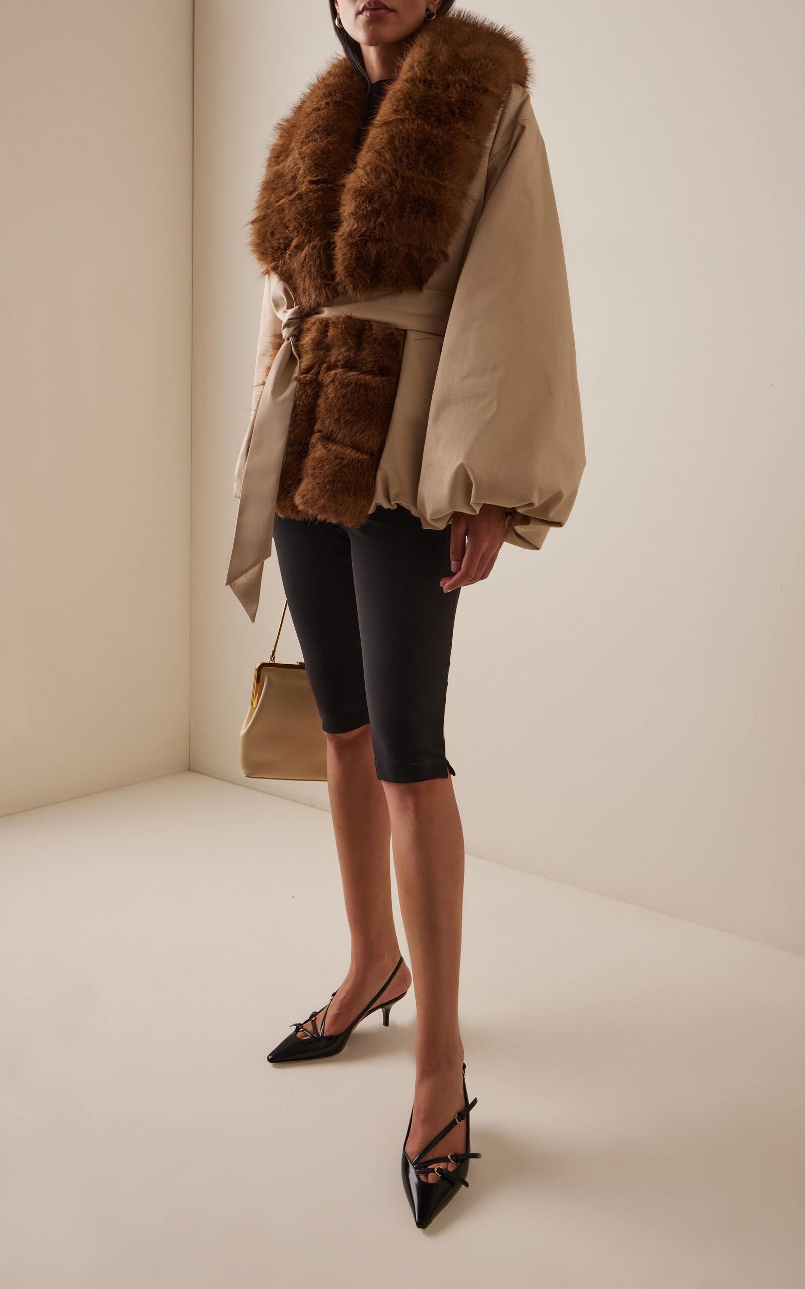 Faux Fur-Trimmed Jacket brown - 3
