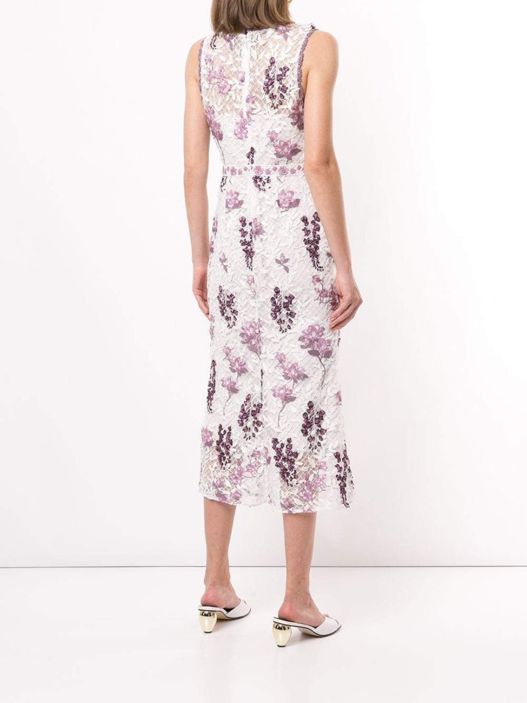 SLEEVELESS FLORAL GUIPURE DRESS - 3