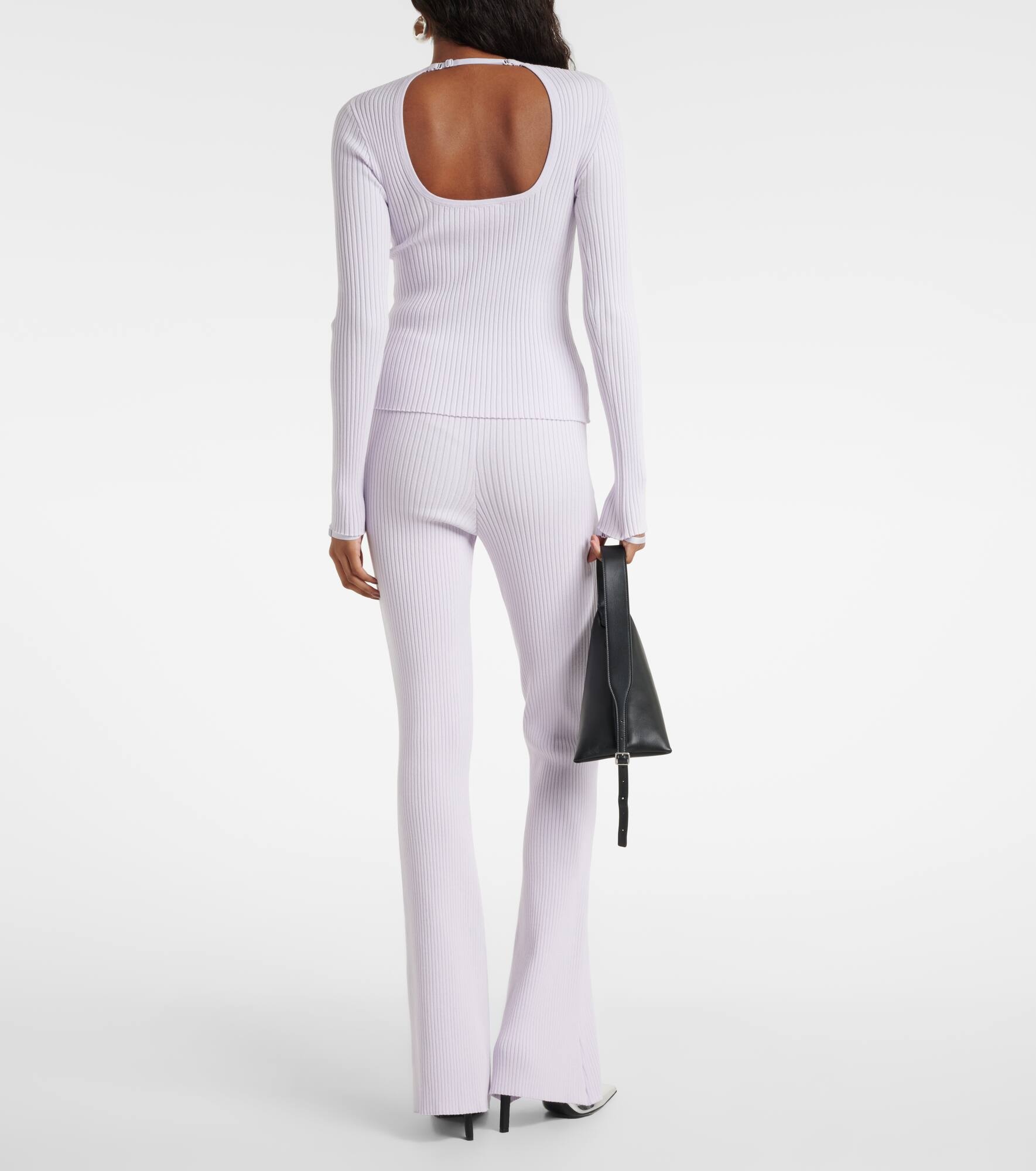 Logo cutout ribbed-knit top - 3