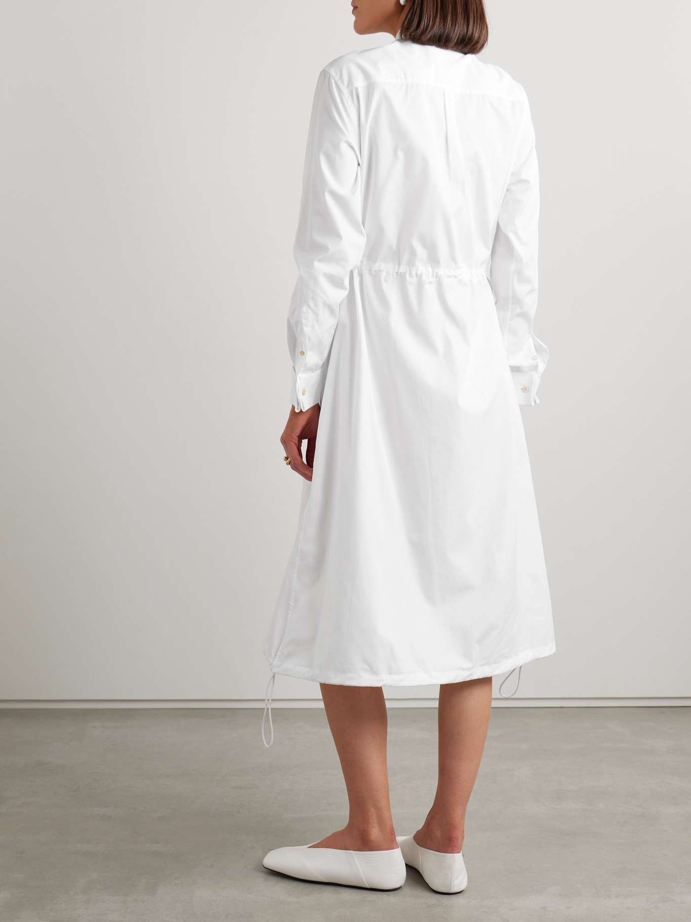 Piqué-trimmed cotton-poplin midi shirt dress - 3