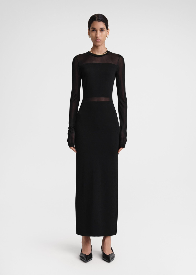 Totême Semi-sheer knitted cocktail dress black outlook