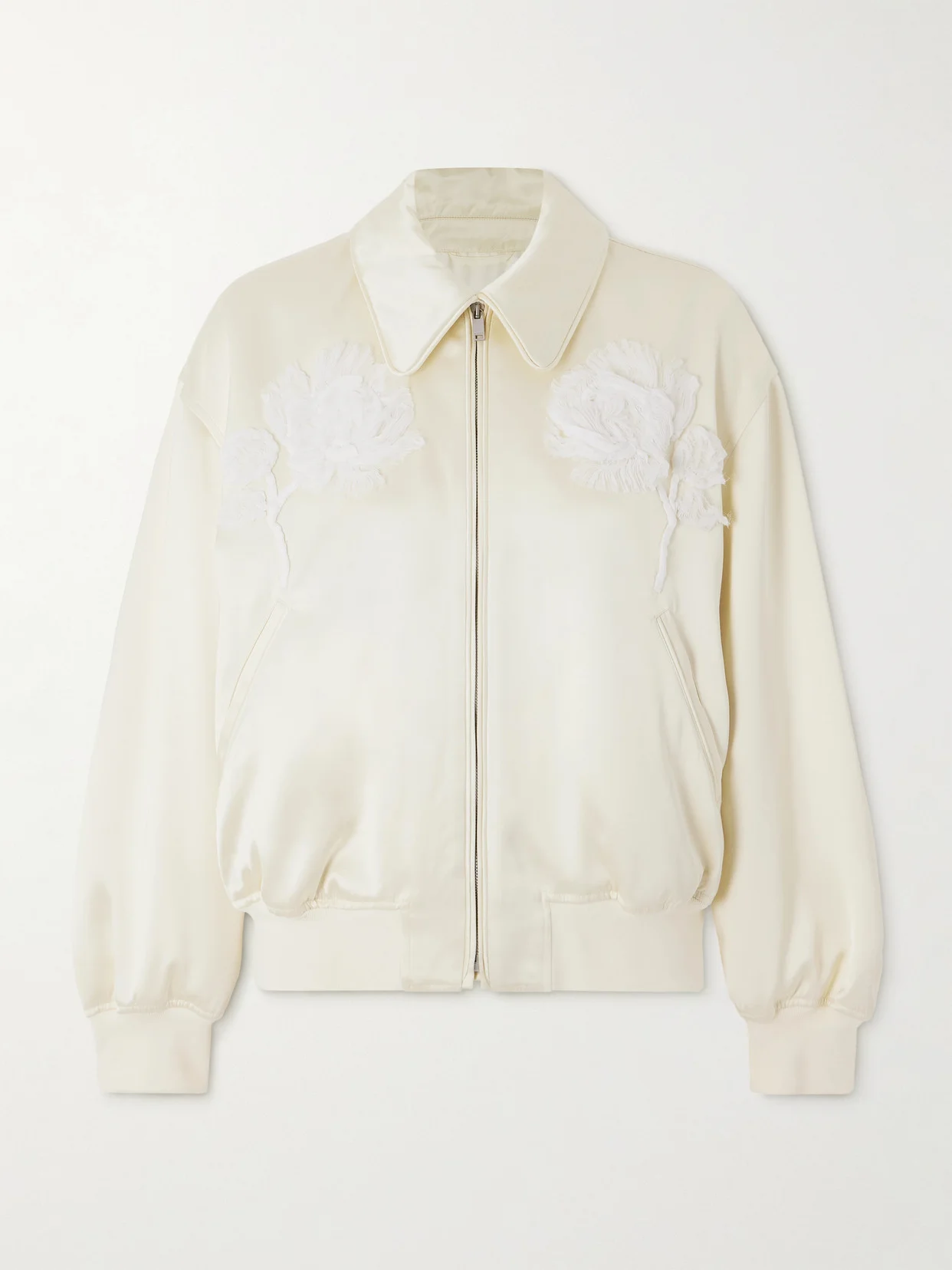 Embroidered Satin-twill Bomber Jacket - 1