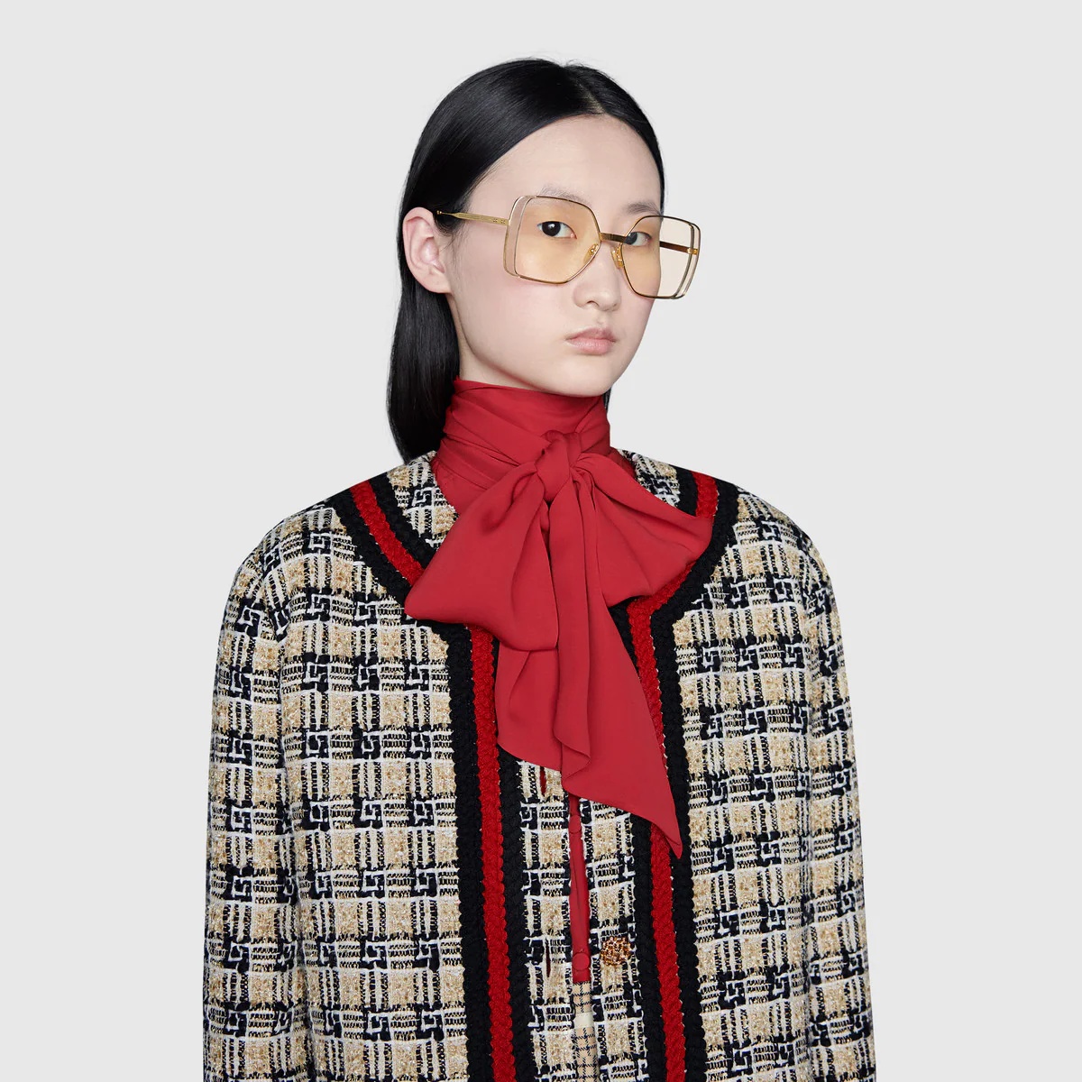 Square G check tweed jacket - 5