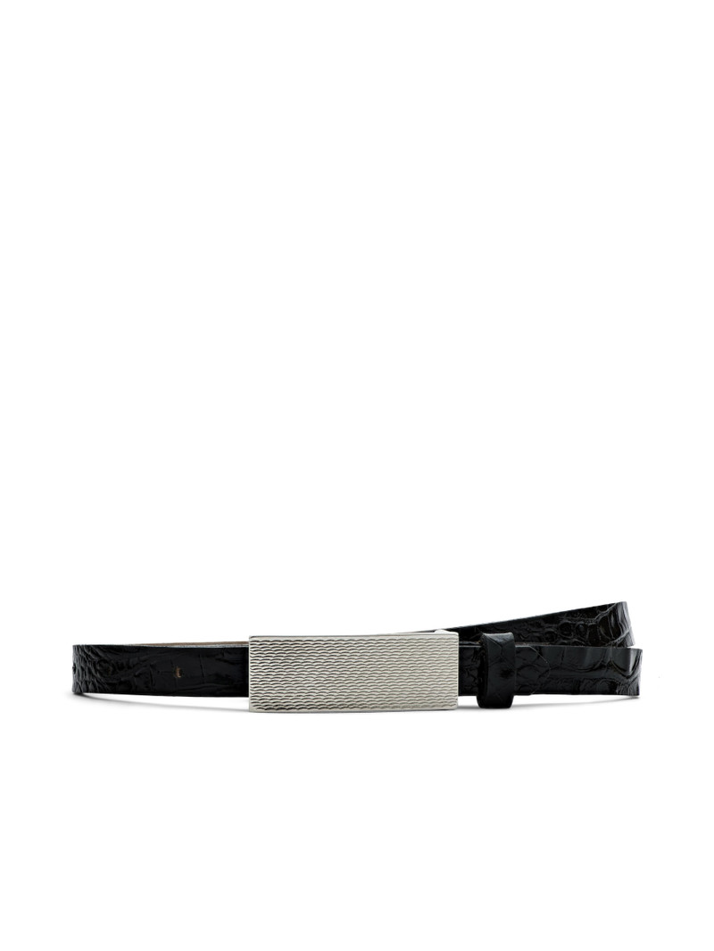 Elyse Croc-Embossed Leather Belt 1