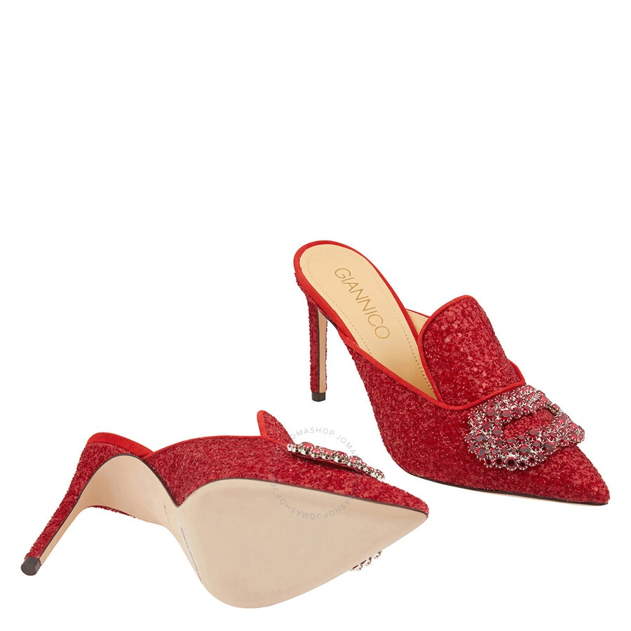Giannico - Giannico Ladies Ruby Red Daphne Glittered High-heel Mules - 2