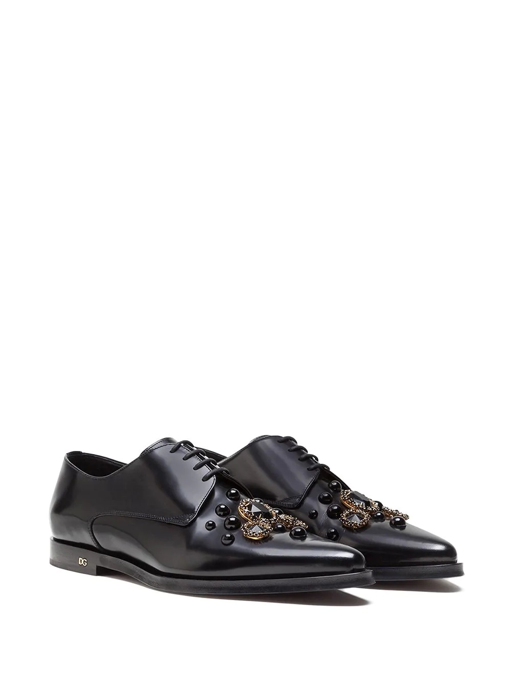 embellished leather derby shoes - 2