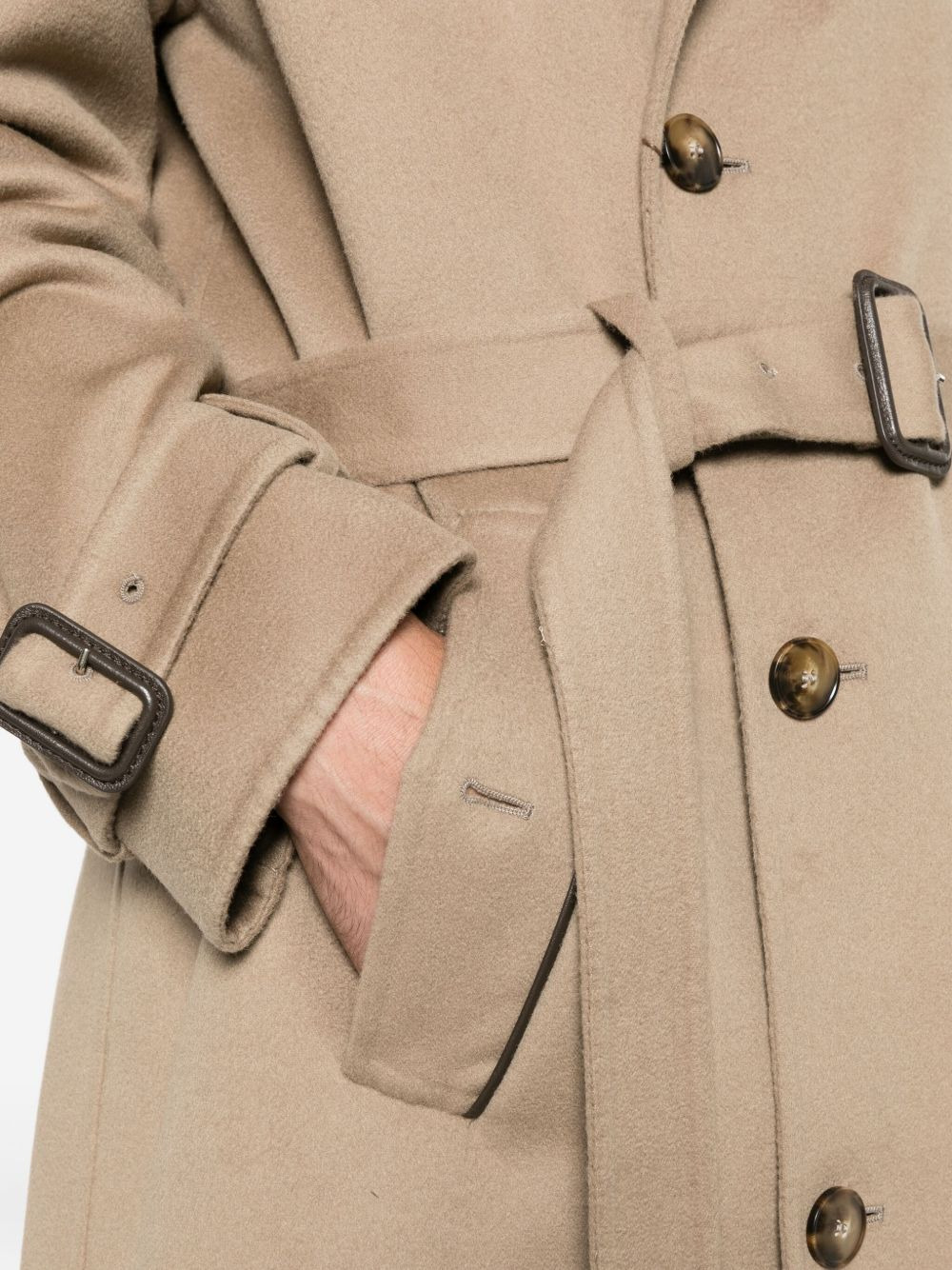 belted double-breasted coat - 5