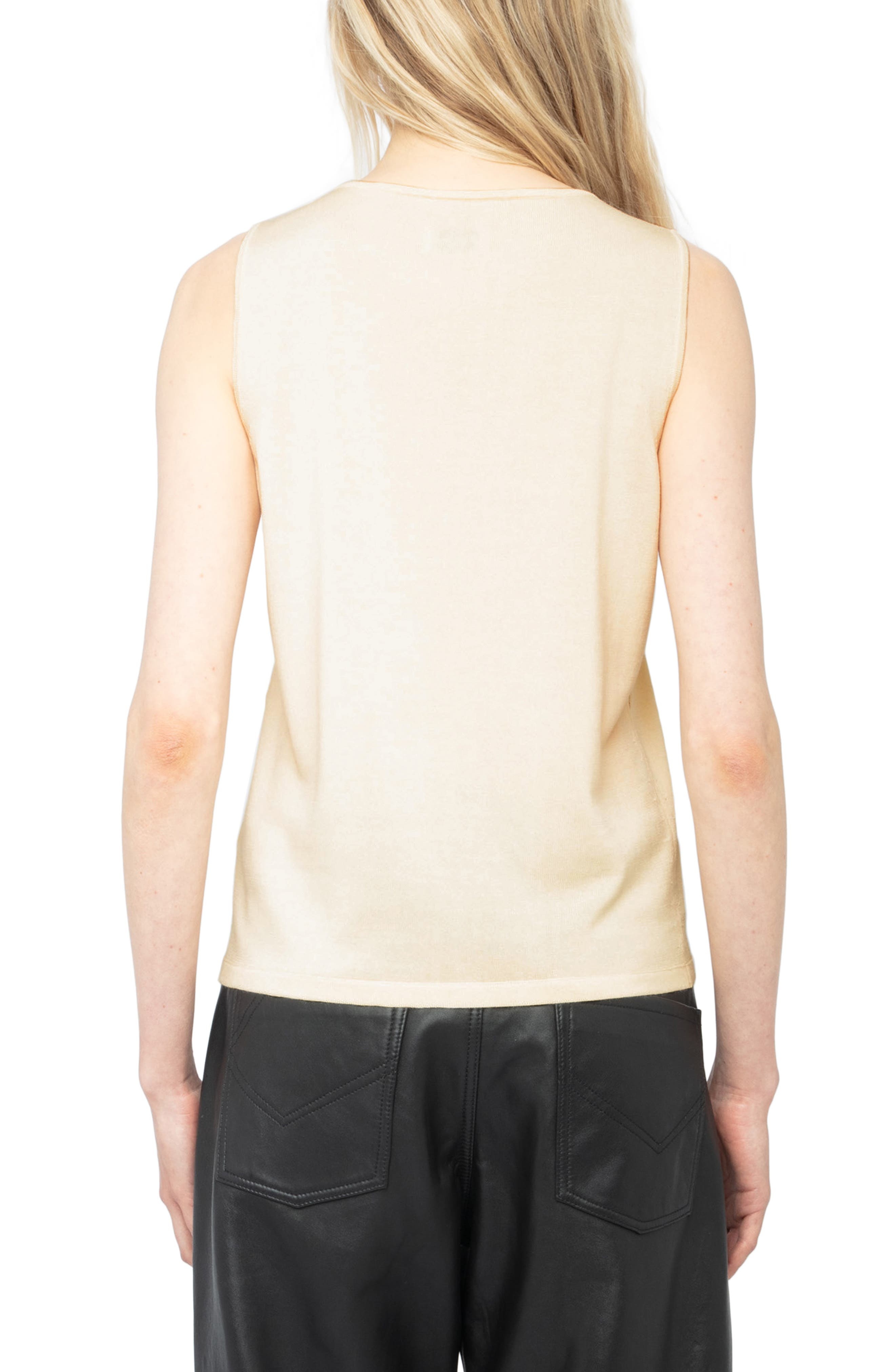 Zadig & Voltaire Sayani Crystal Detail Keyhole Neck Knit Tank in Judo at Nordstrom - 2