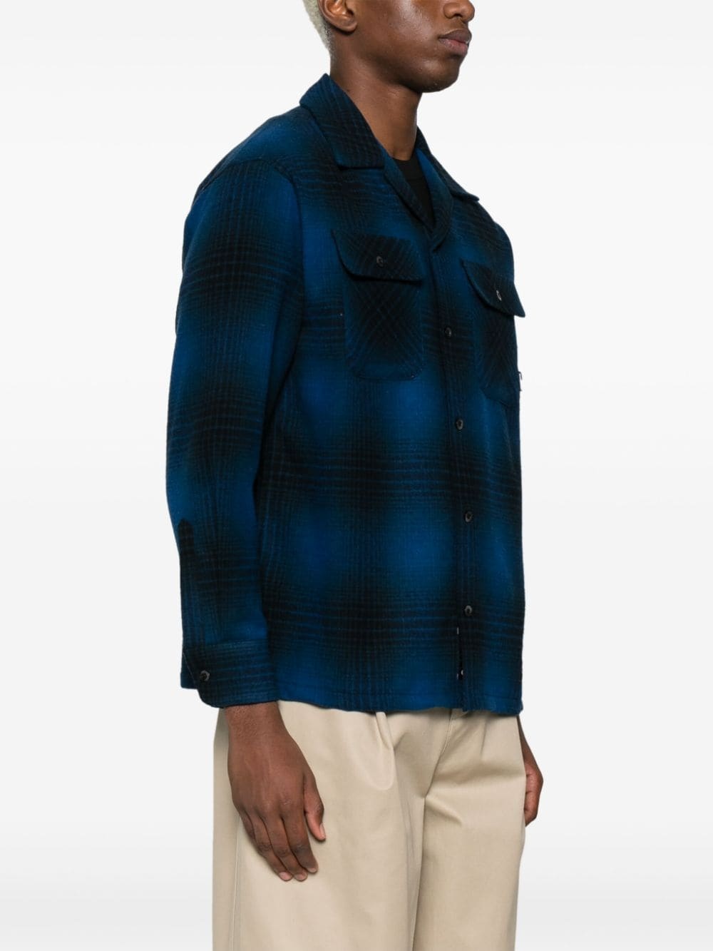 checked felted buttoned shirt - 3
