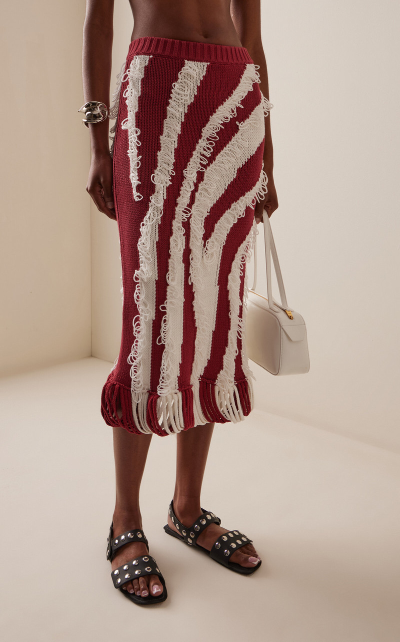 Roaring Intarsia Cotton Skirt red 3