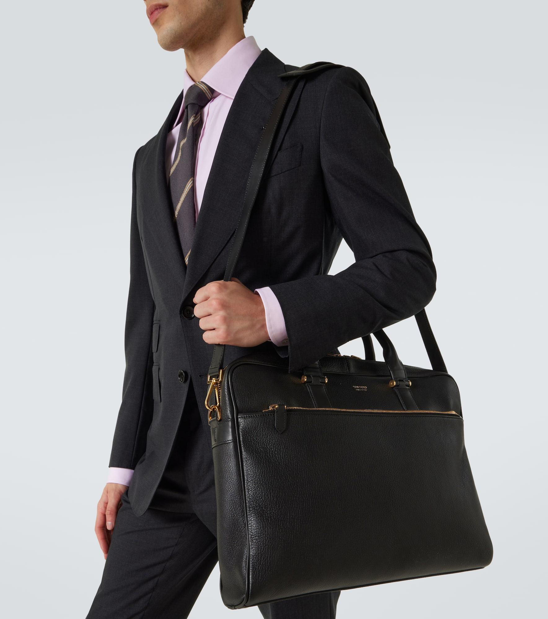 Grained leather briefcase - 2