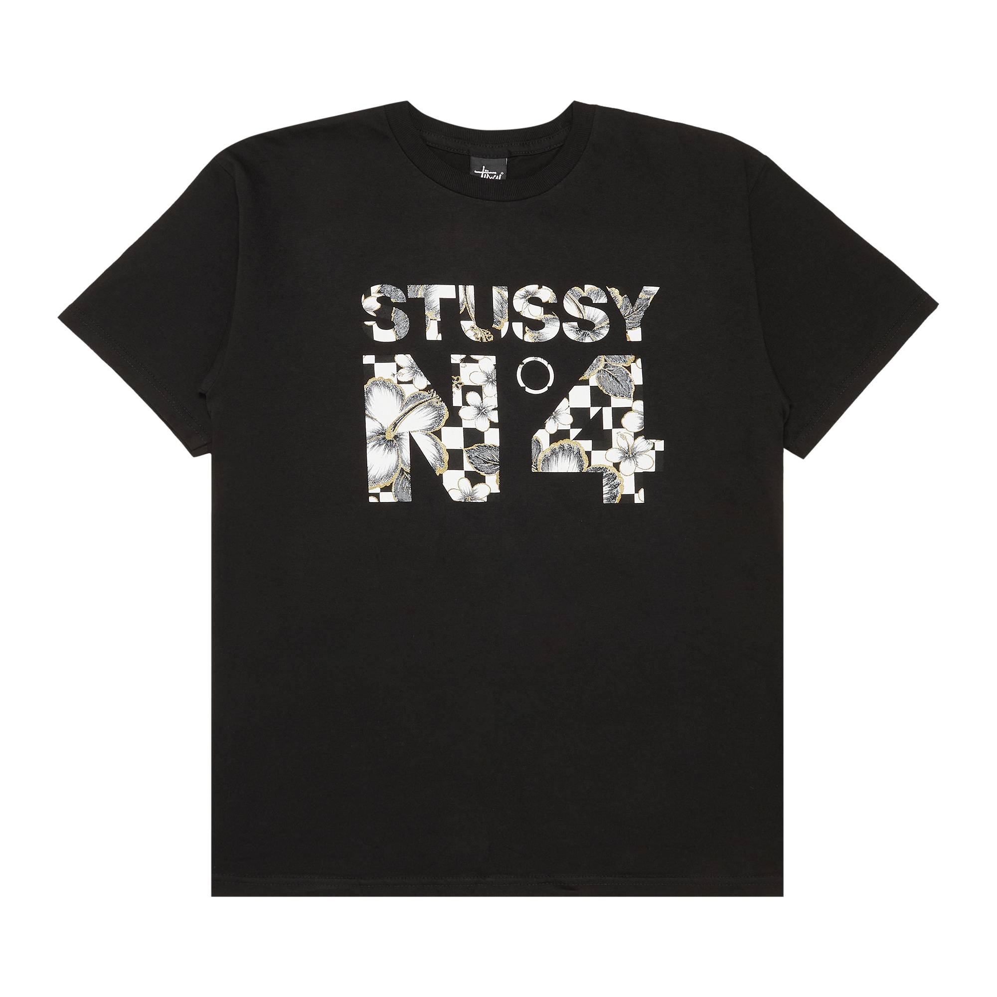 Stussy No.4 Flower Check Tee 'Black' - 1