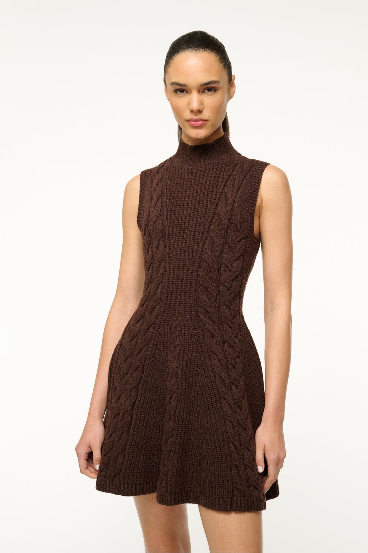 STAUD CHARADE DRESS DARK CHOCOLATE - 3