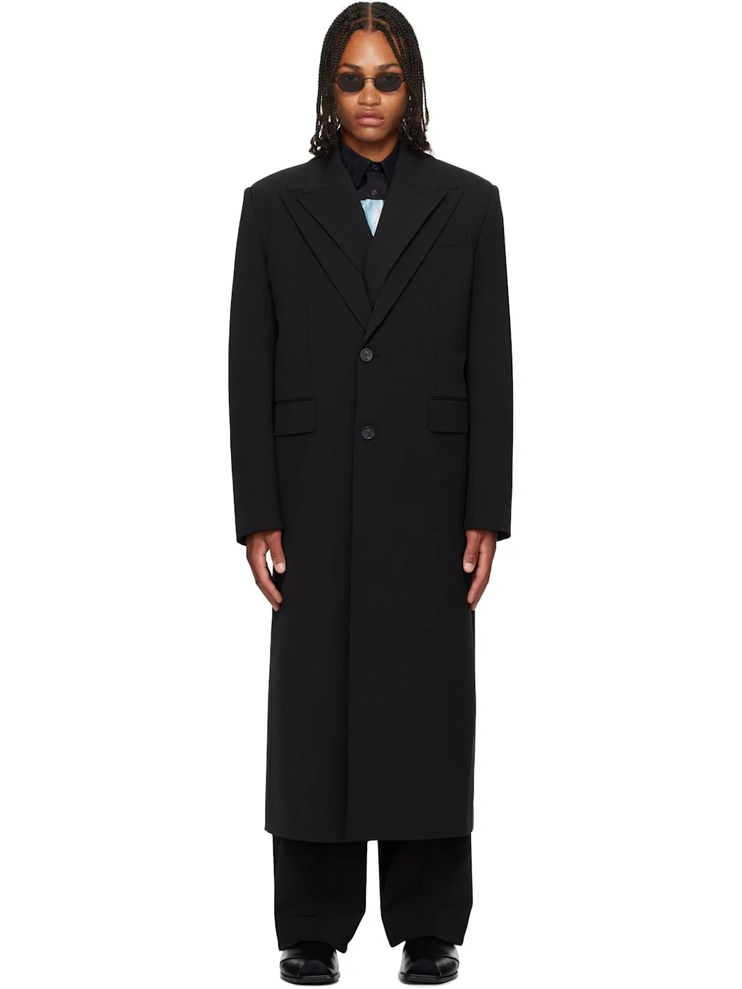 Black Double Layer Coat - 1