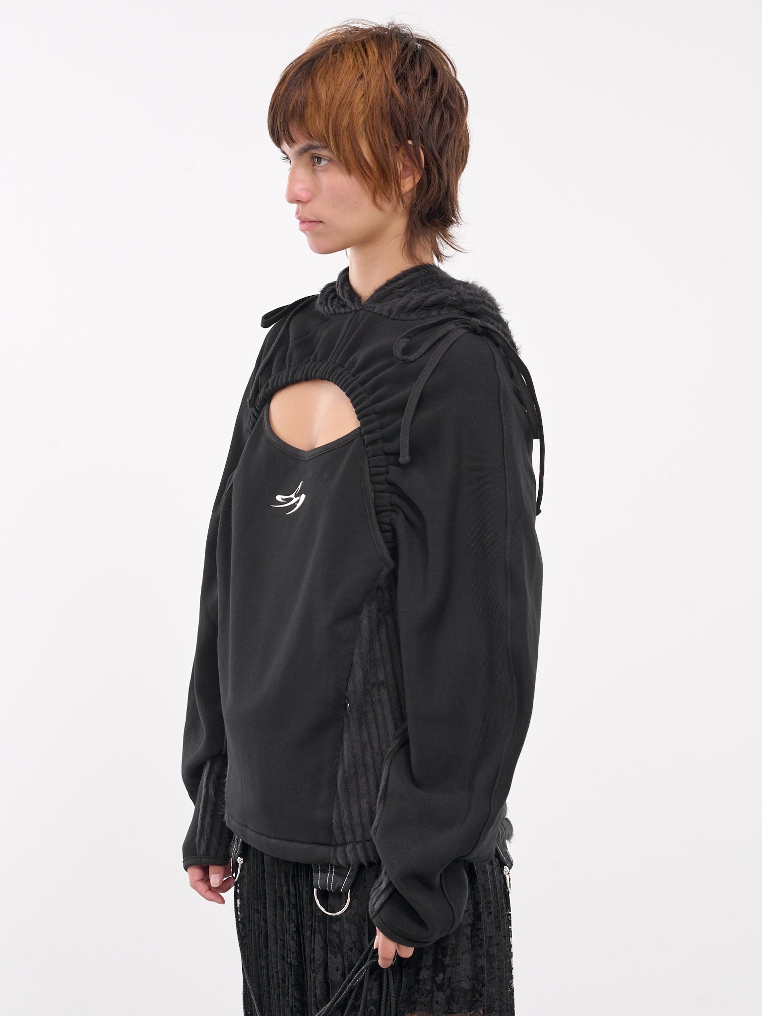 Cut-Out Shirred Hoodie - 2