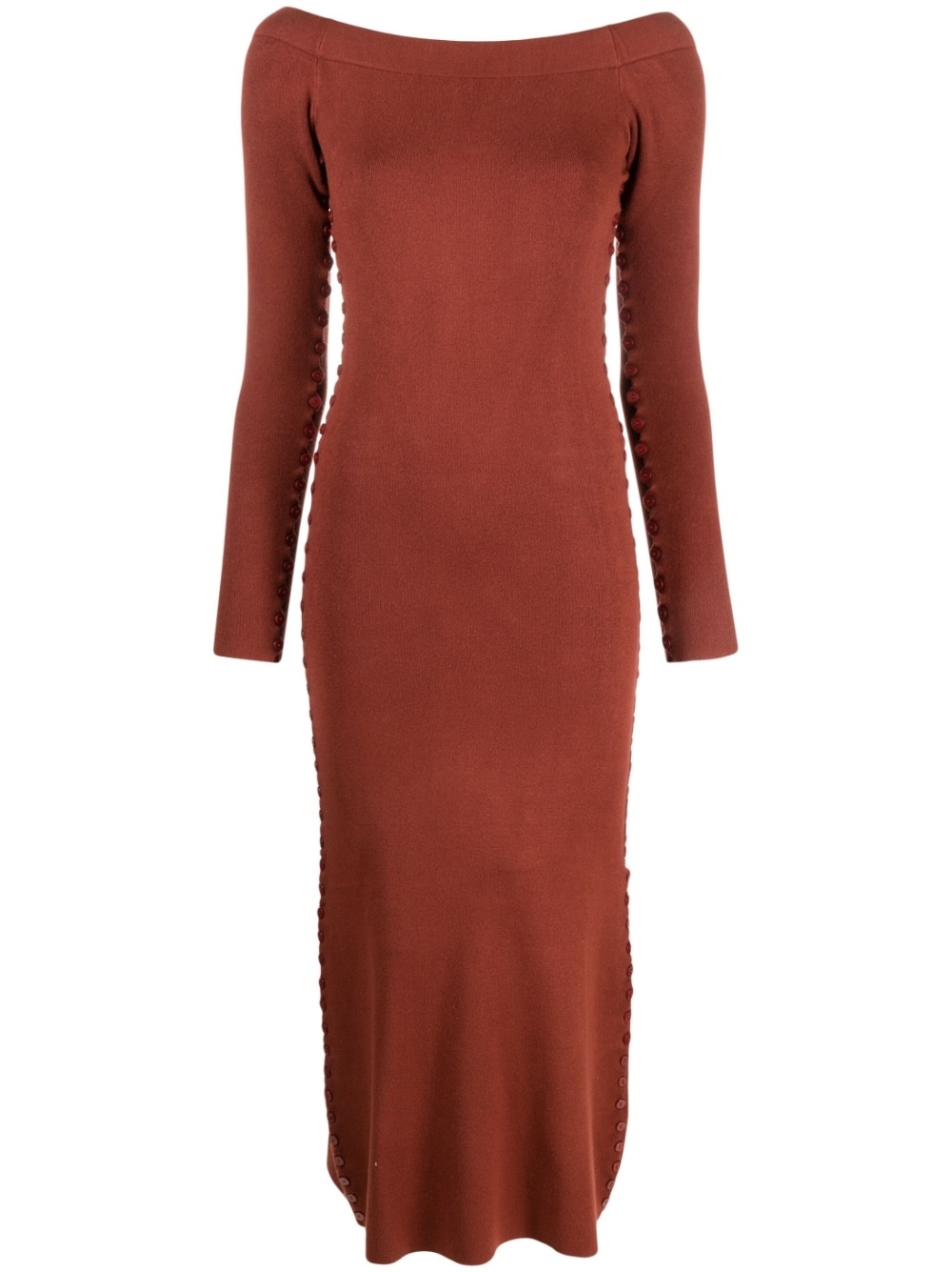 long-sleeved knitted midi dress - 1