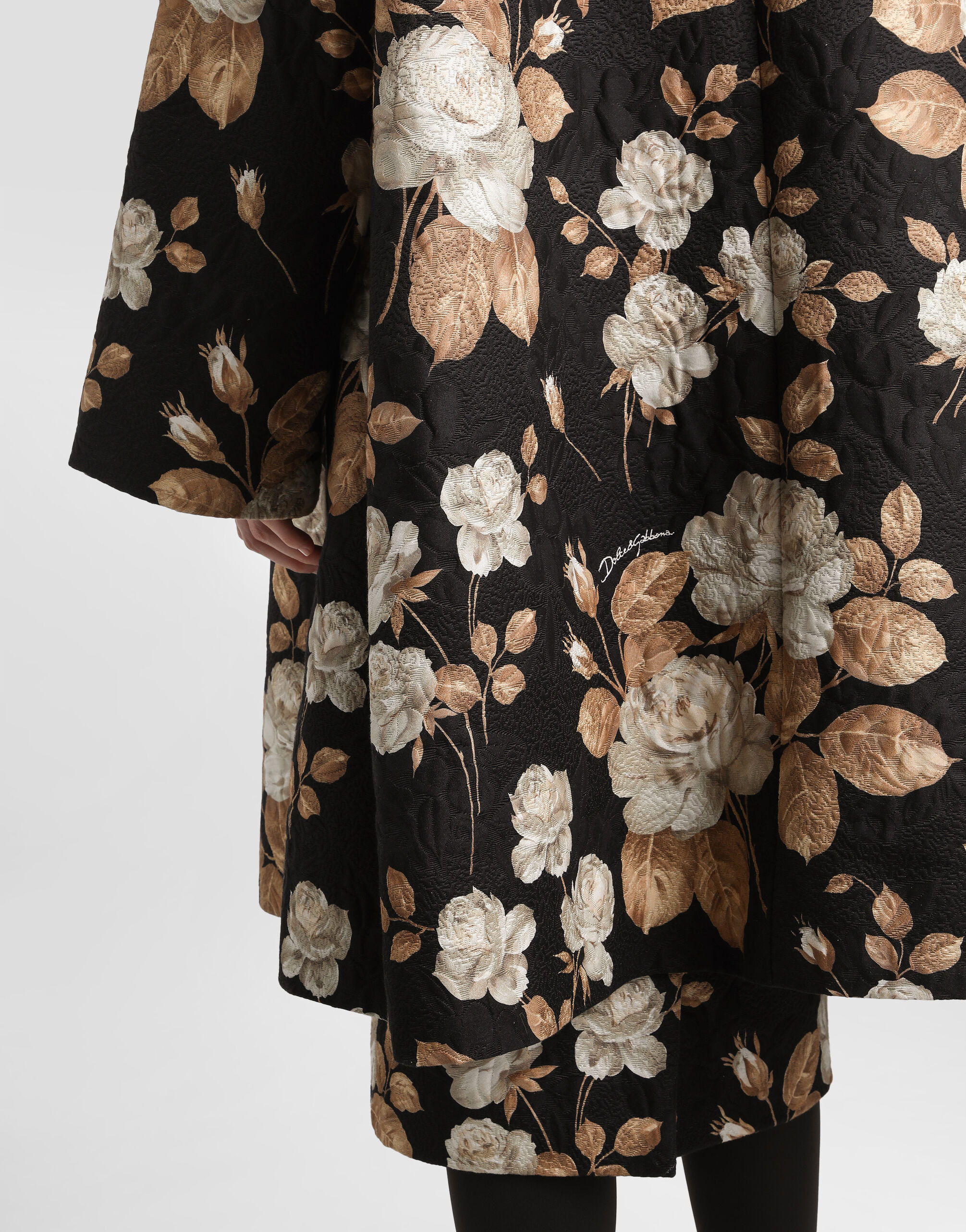 Vintage rose-print single-breasted coat - 5