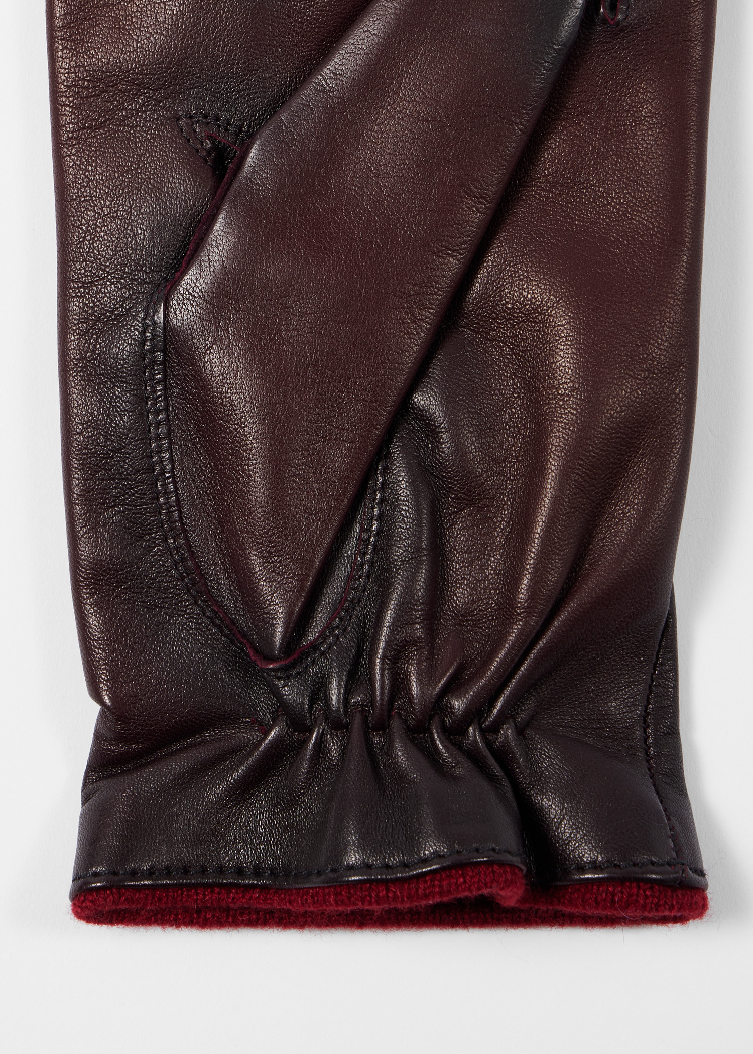 Damson Leather Gloves with Wool-Cashmere Lining - 3