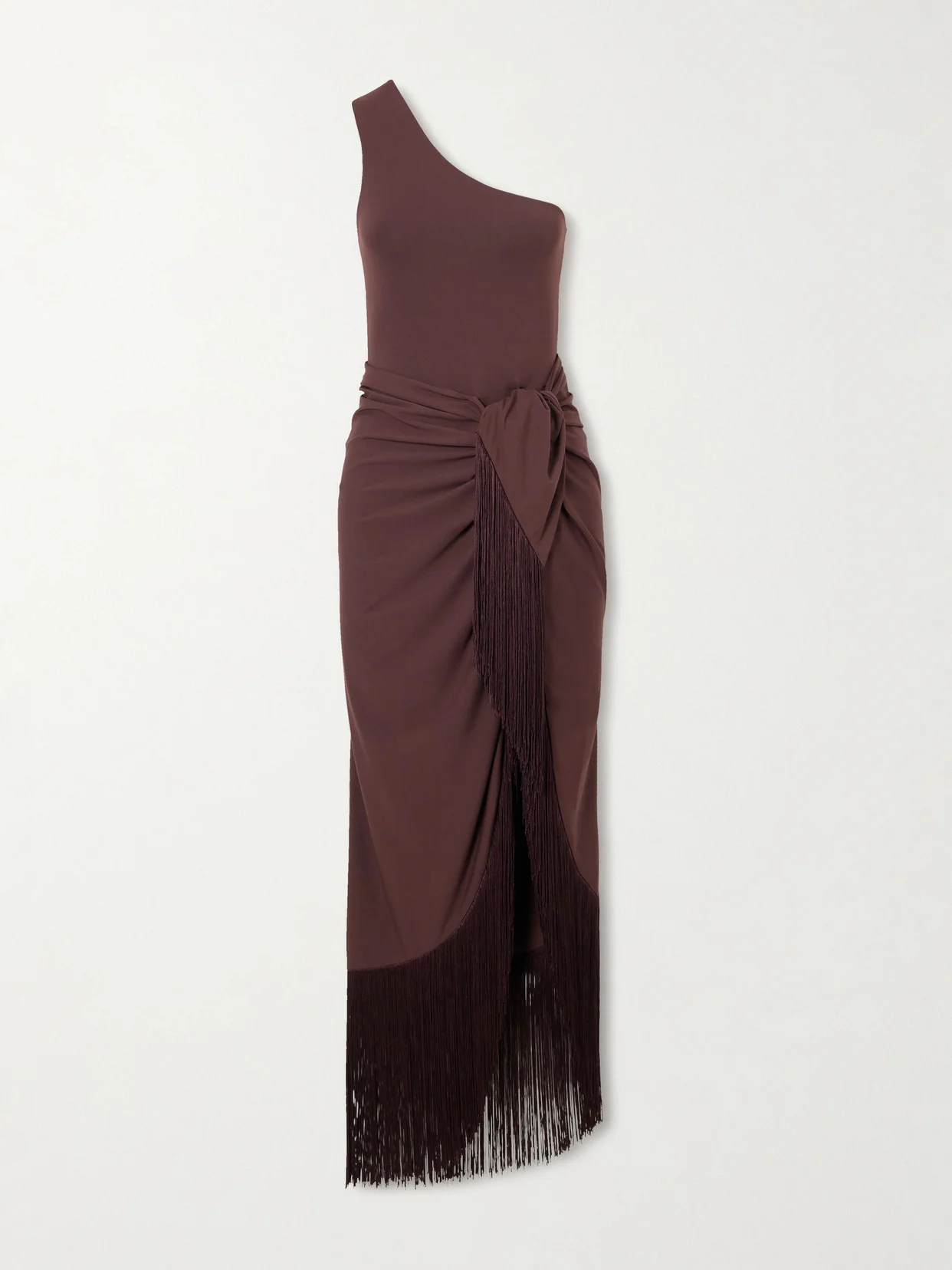 Rhodes One-shoulder Swimsuit And Fringed Pareo Set - 1