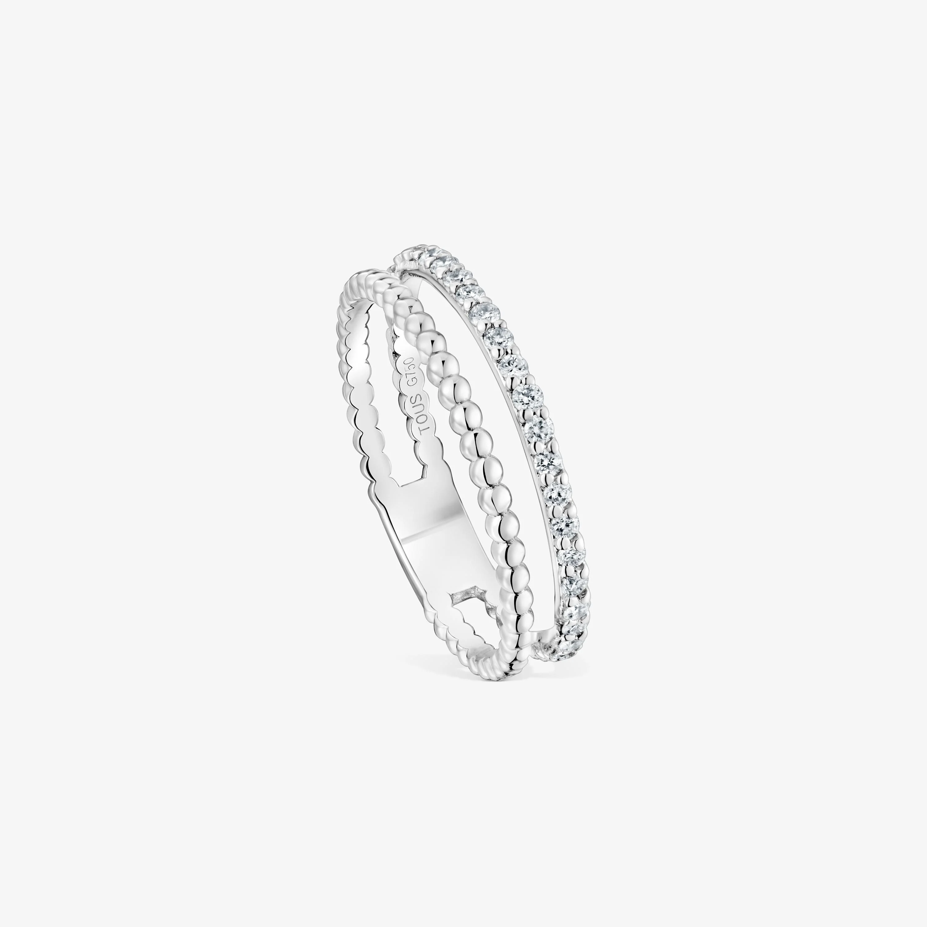 Medium double Ring in 18K white gold with diamonds Les Classiques - 1