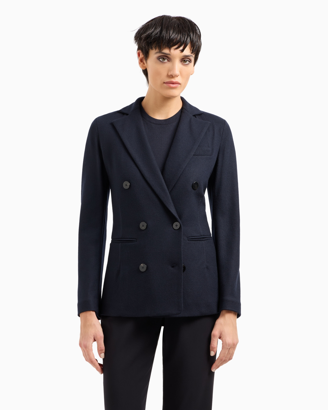 Pure cashmere jersey double-breasted jacket - 4