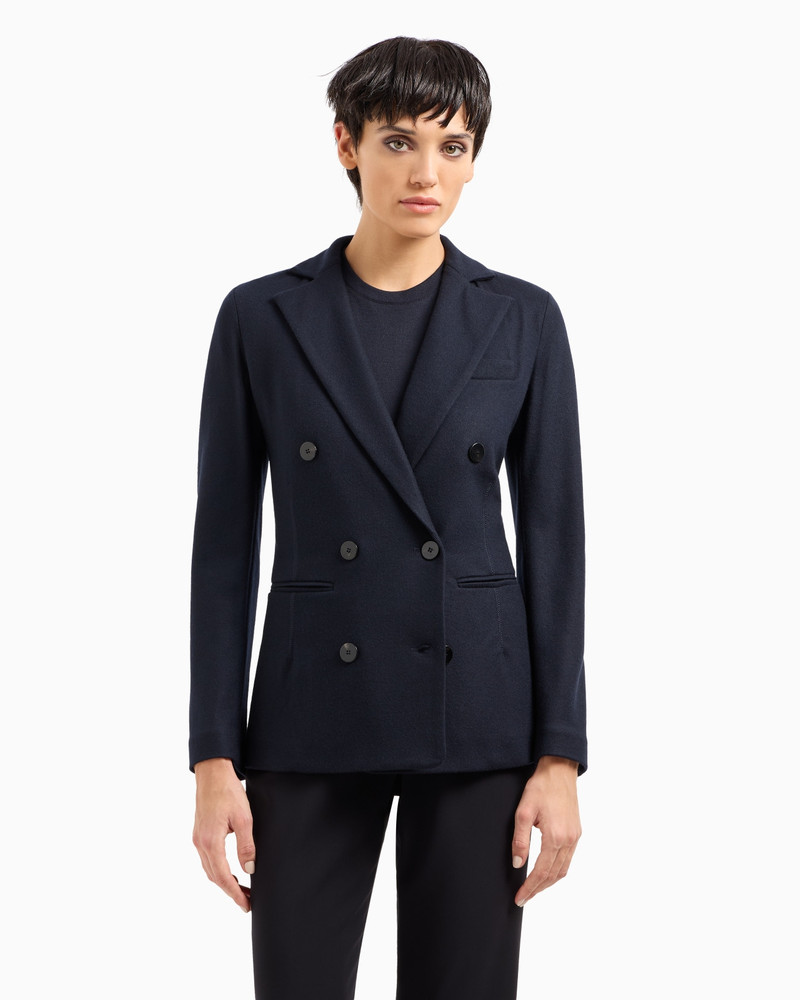 GIORGIO ARMANI Pure cashmere jersey double-breasted jacket outlook