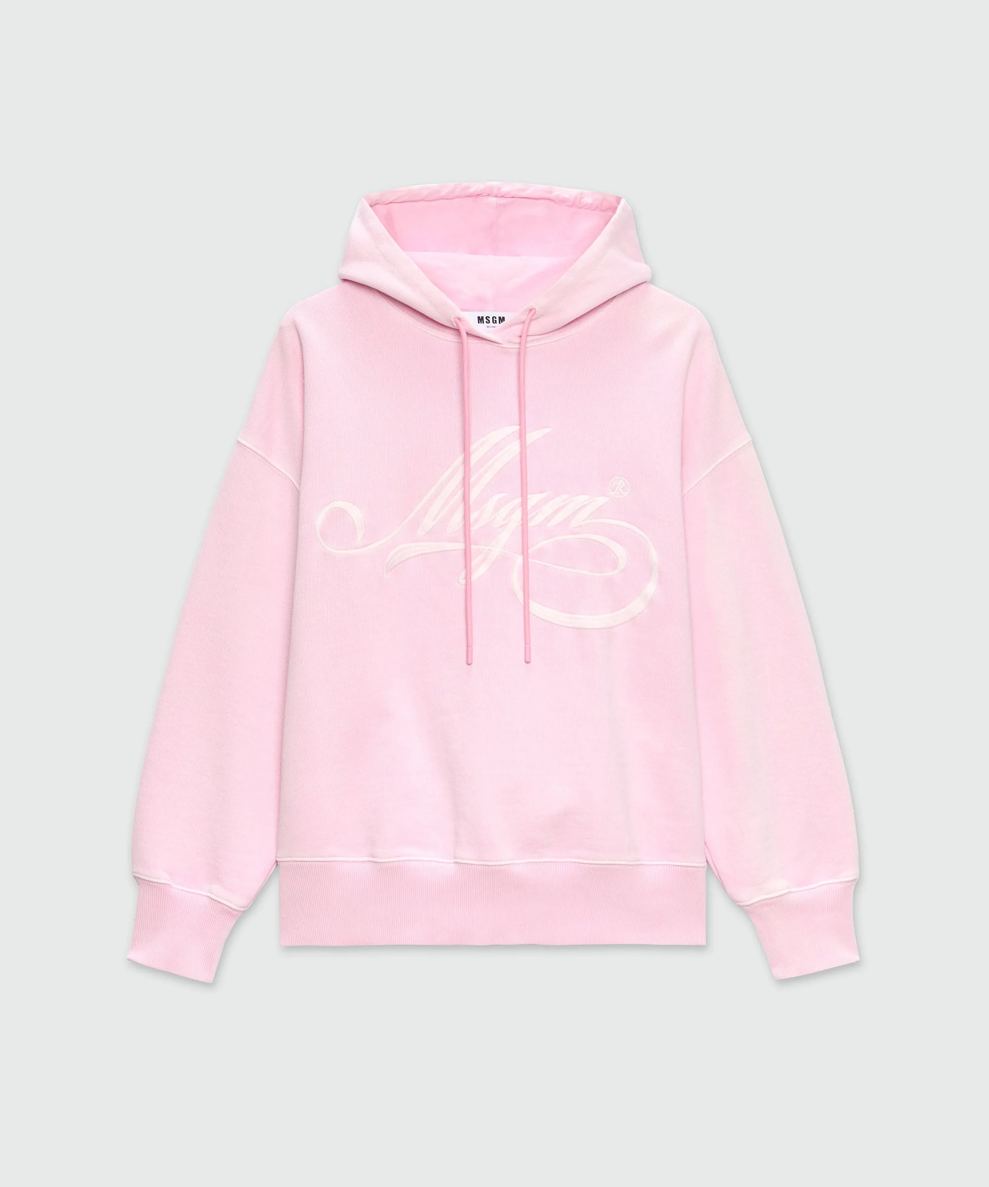 Pink jersey hoodie with cursive MSGM logo - 1