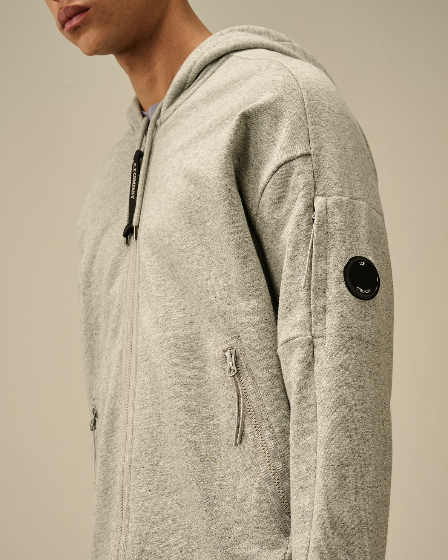 Diagonal Raised Fleece Full Zip Hooded Sweatshirt - 4
