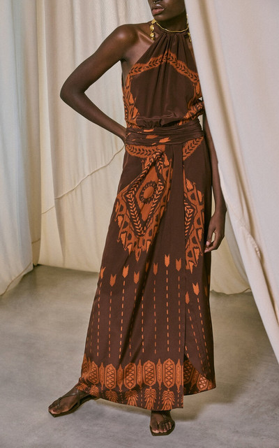 Johanna Ortiz Edige of Fine Printed Silk Maxi Dress brown outlook