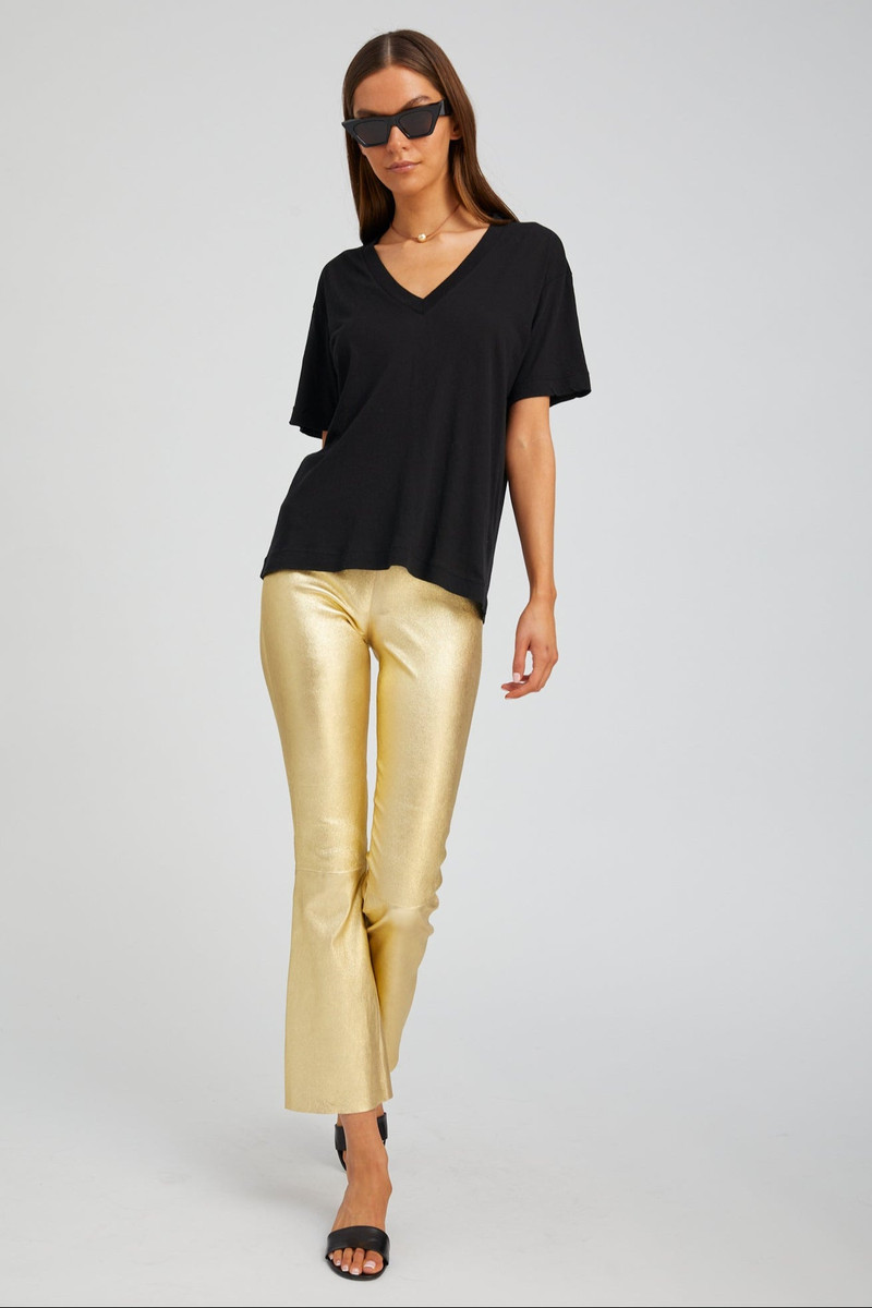 SPRWMN METALLIC GOLD LEATHER ANKLE FLARE outlook